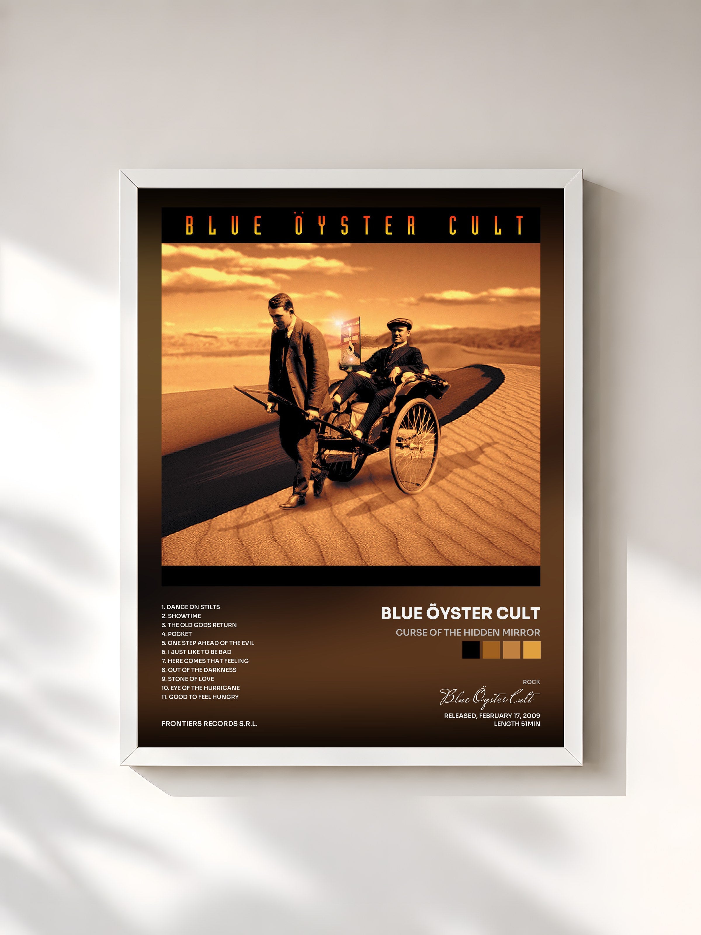 #blanc Tableau de l'album Curse of the Hidden Mirror de Blue Öyster Cult, cadre blanc, imprimé et encadré en France