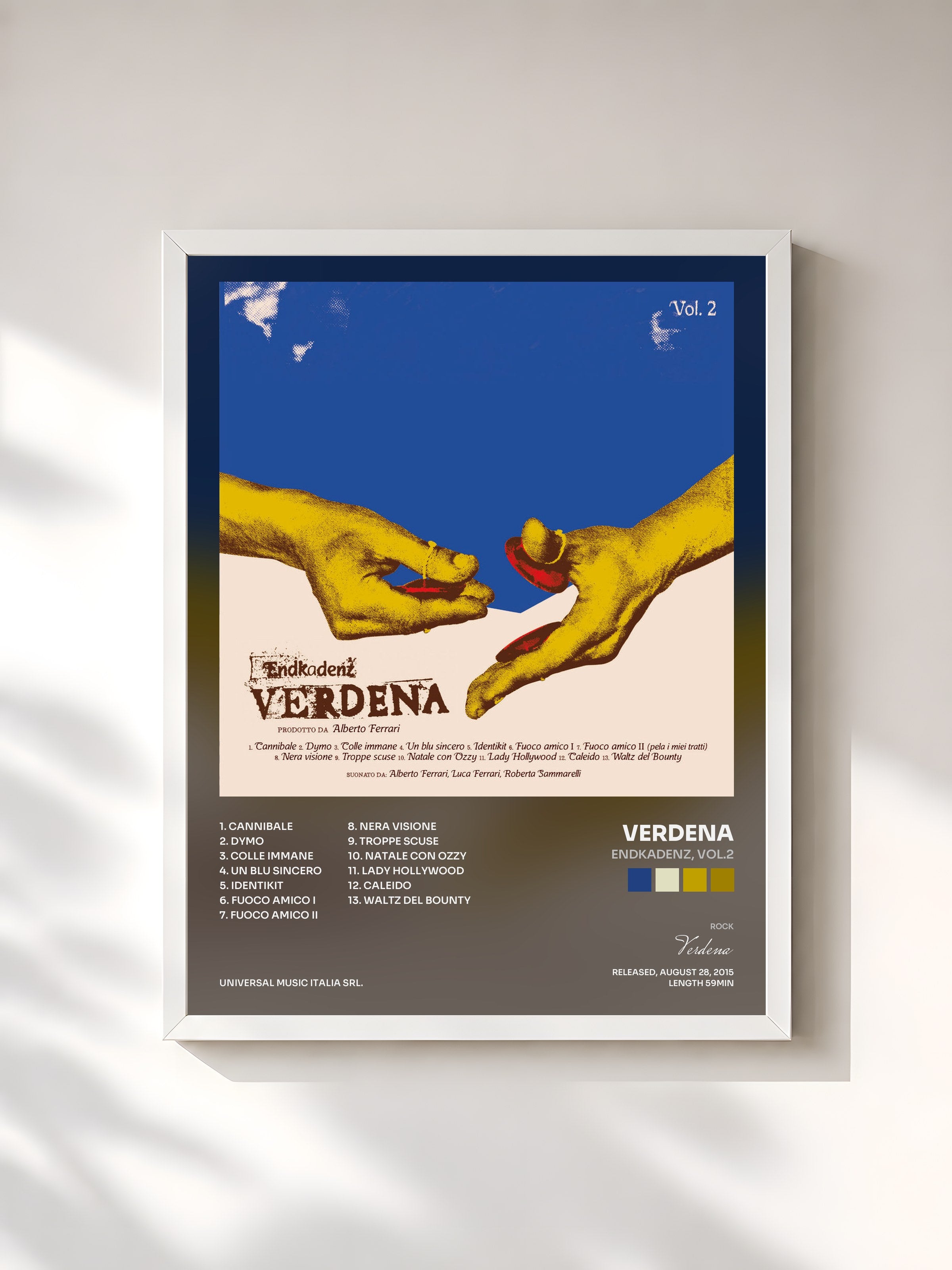 #blanc Tableau de l'album Endkadenz, Vol.2 de Verdena, cadre blanc, imprimé et encadré en France