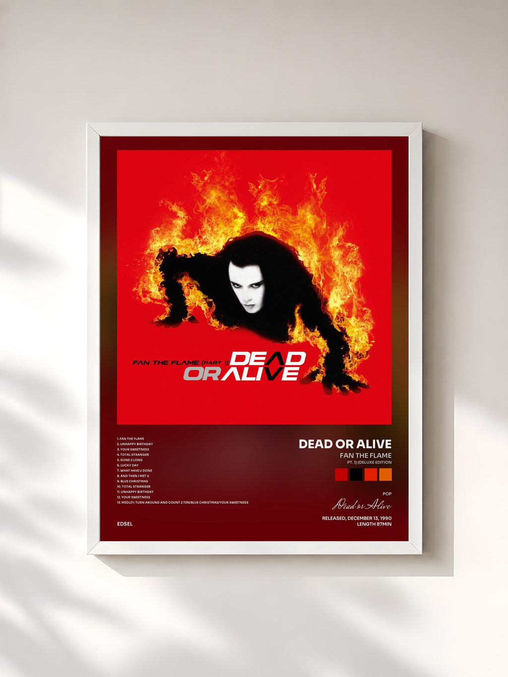#blanc Tableau de l'album Fan the Flame (Pt. 1) (Deluxe Edition) de Dead or Alive, cadre blanc, imprimé et encadré en France