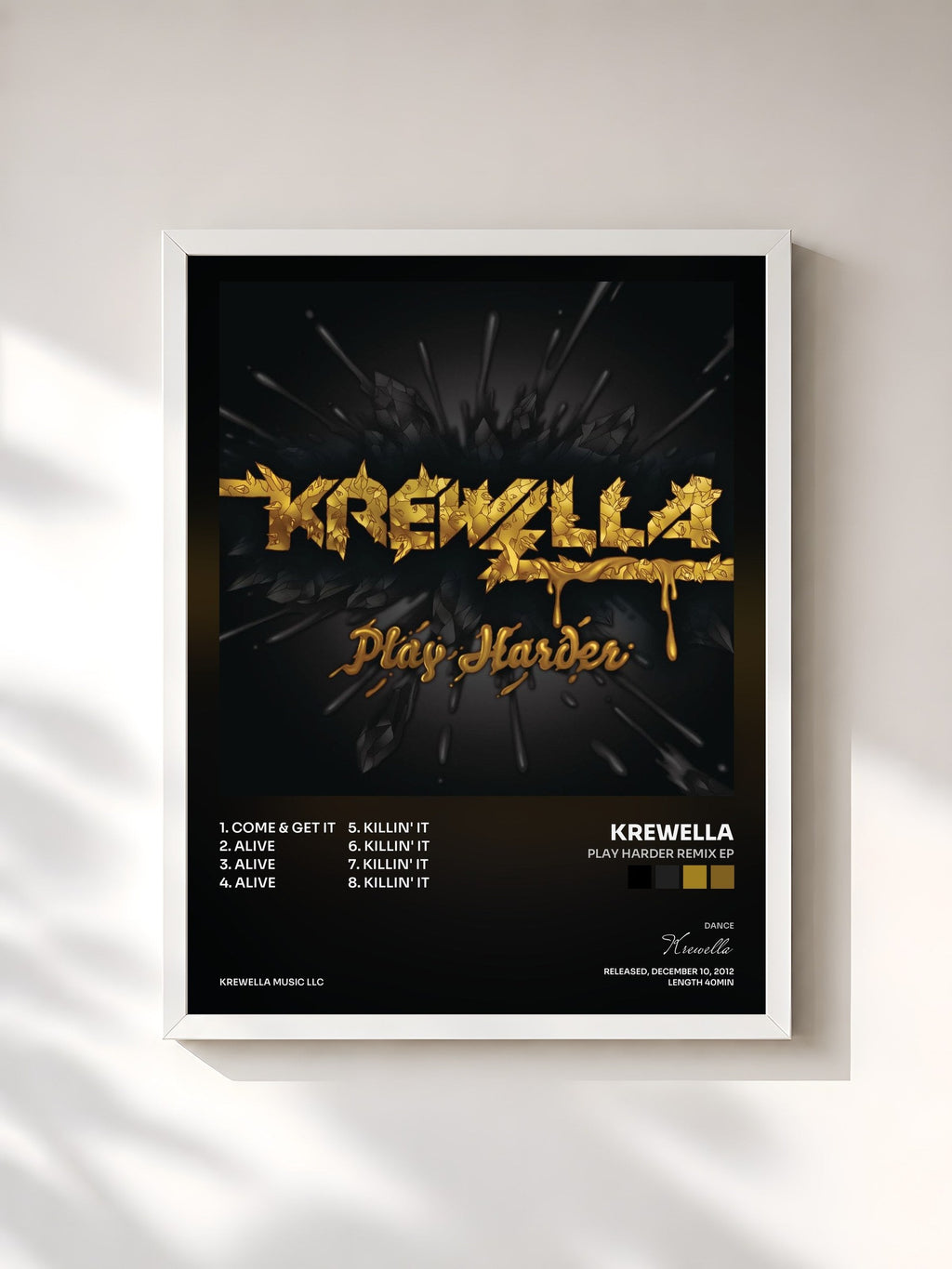 #blanc PLAY HARDER REMIX EP di Krewella in stampa incorniciata, cornice bianca, stampata e incorniciata in Francia