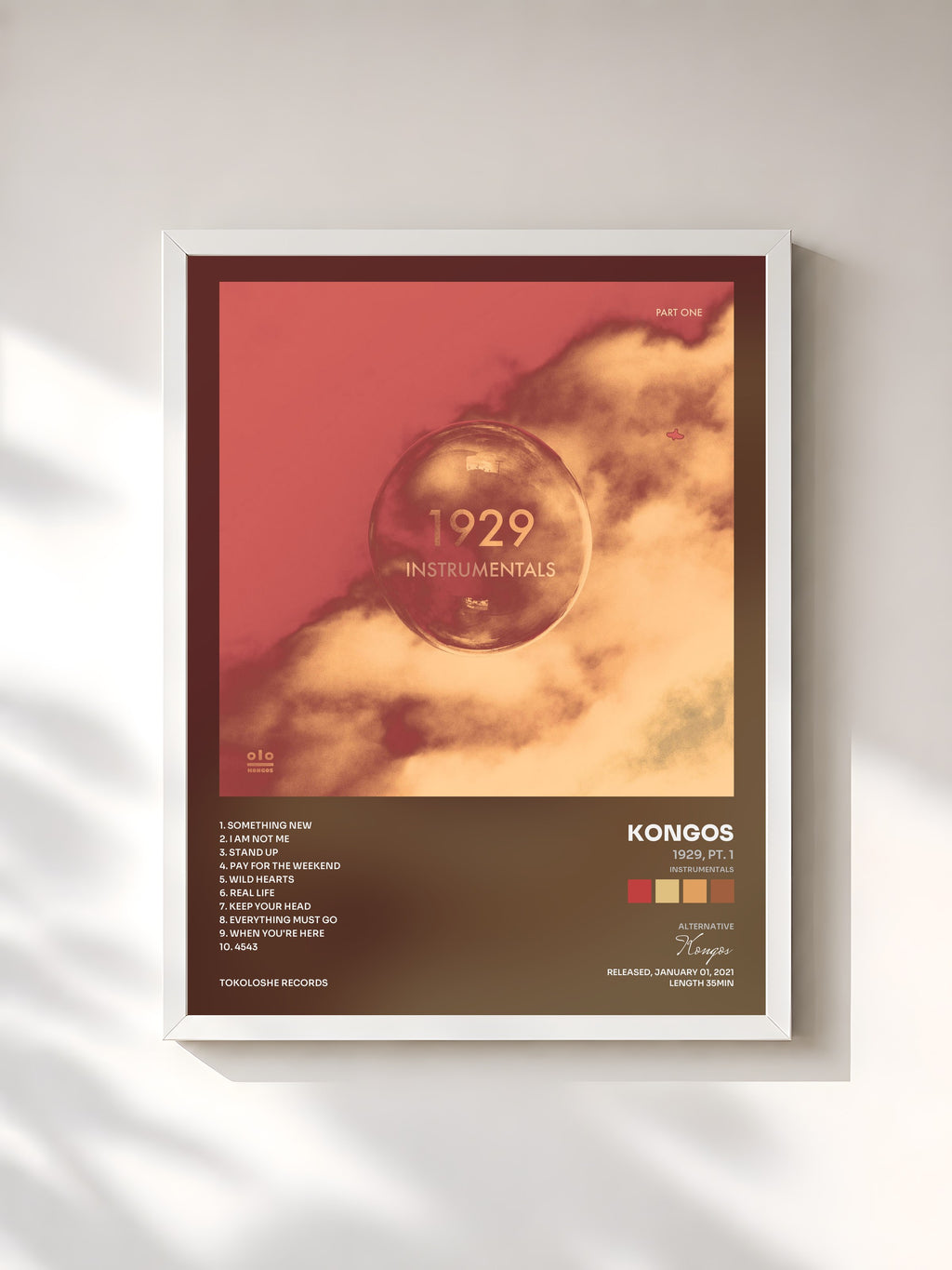 #blanc 1929, Pt. 1 (Instrumentals) by Kongos as a framed art print, white frame, printed and framed in France
