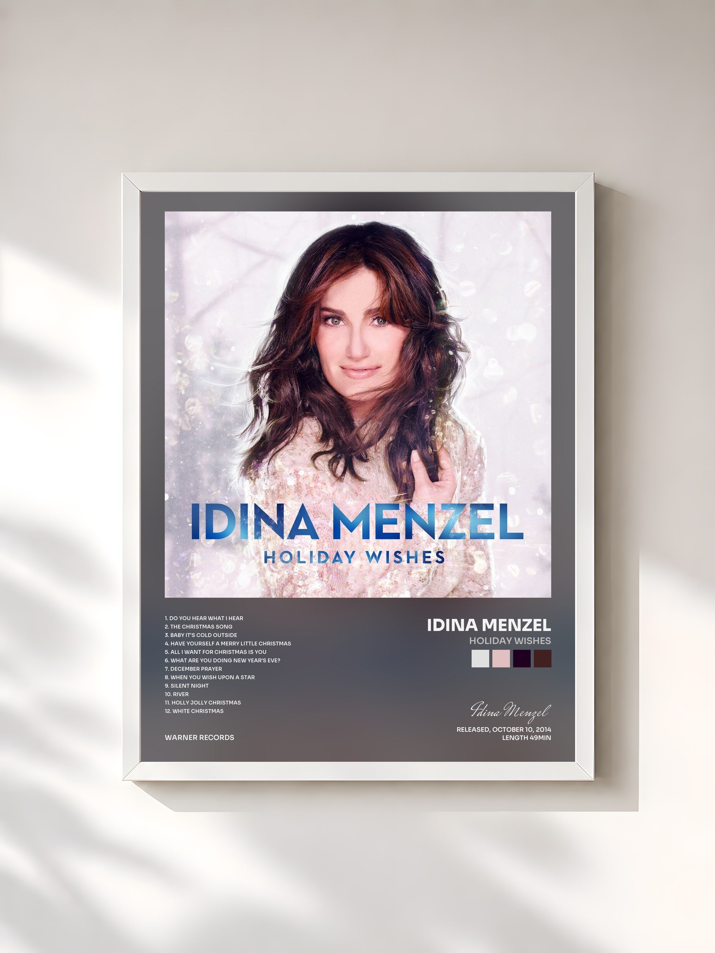 #blanc Tableau de l'album Holiday Wishes de Idina Menzel, cadre blanc, imprimé et encadré en France