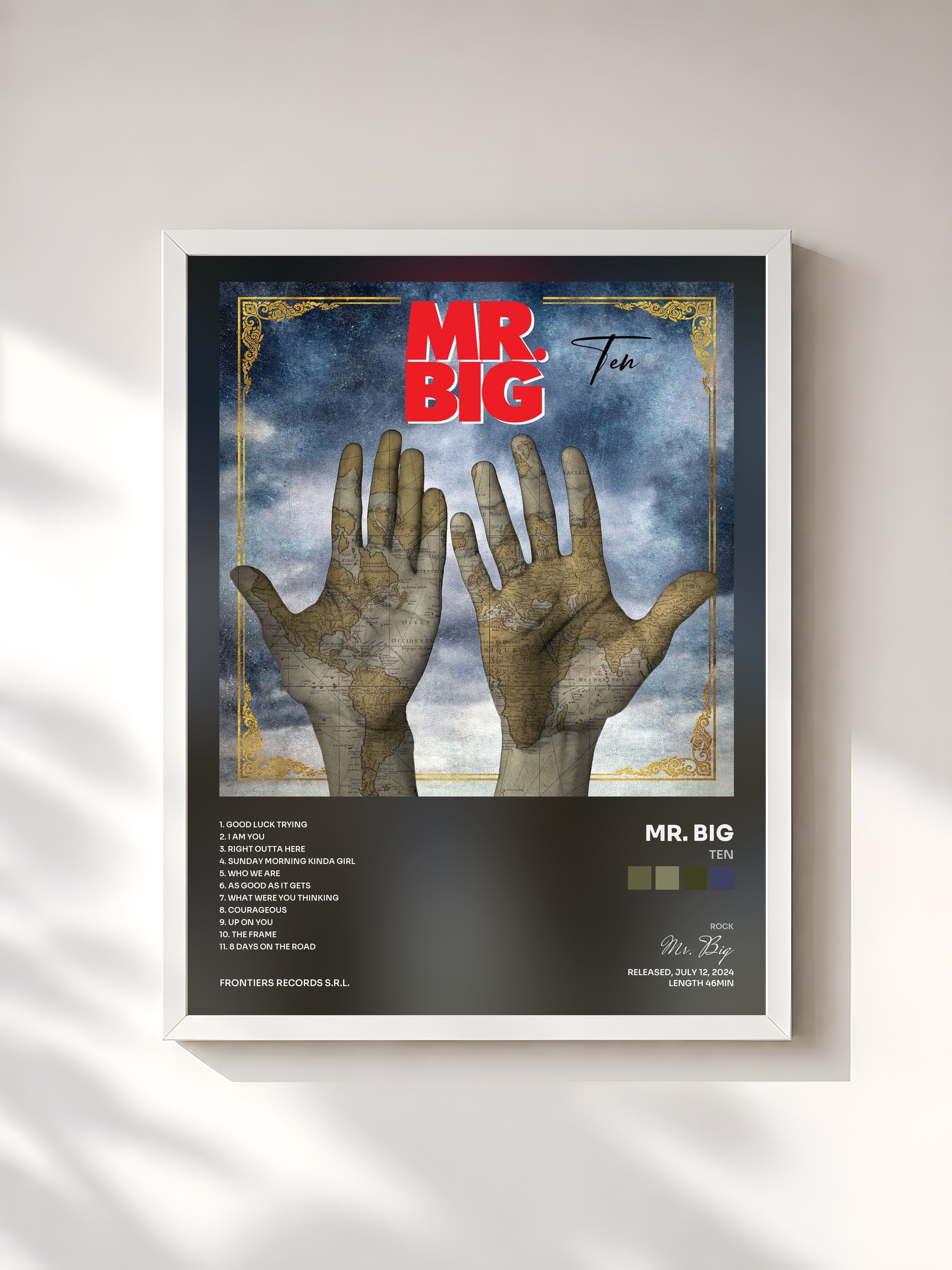 #blanc Tableau de l'album Ten de Mr. Big, cadre blanc, imprimé et encadré en France