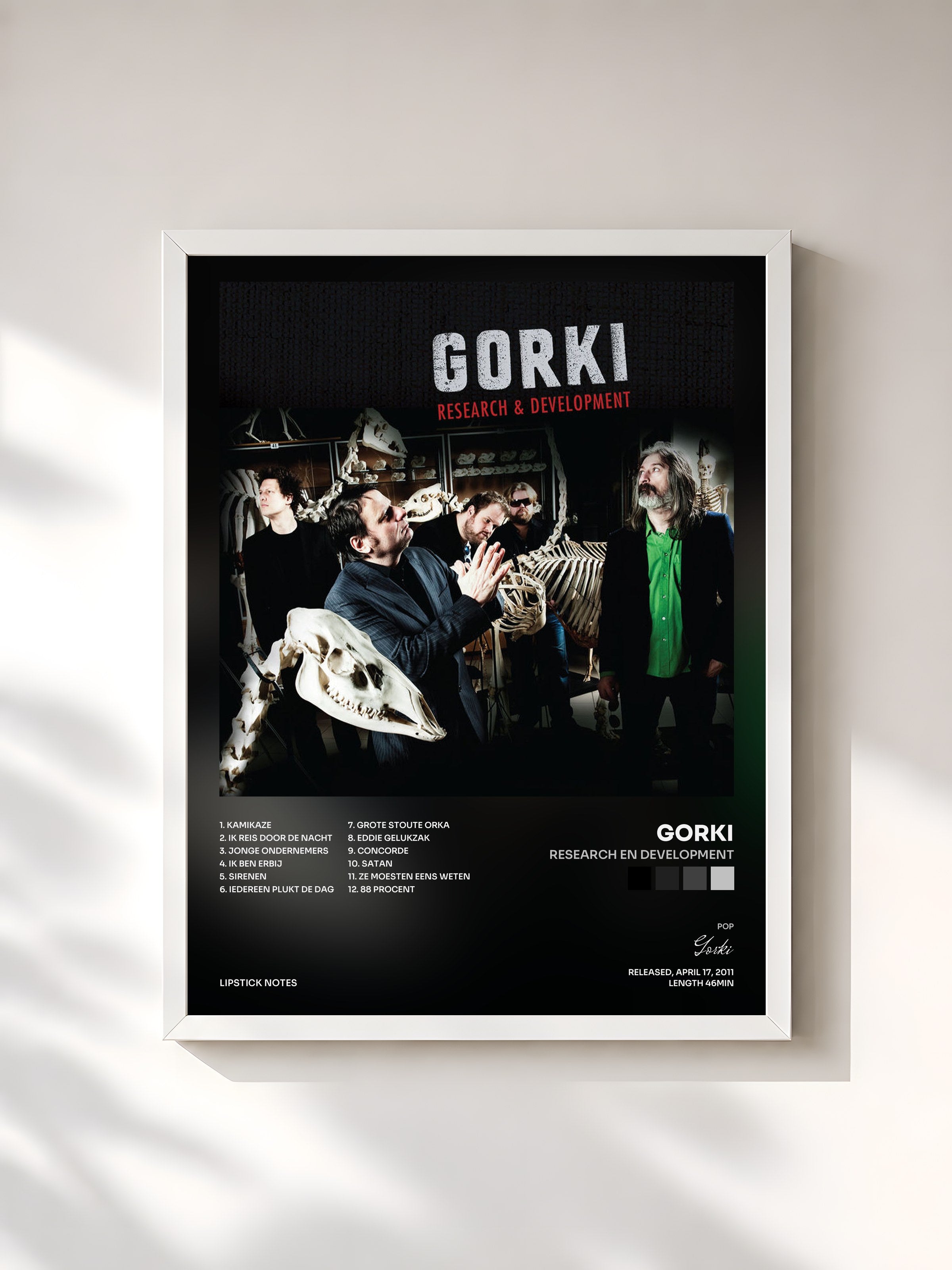 #blanc Tableau de l'album Research en Development de Gorki, cadre blanc, imprimé et encadré en France