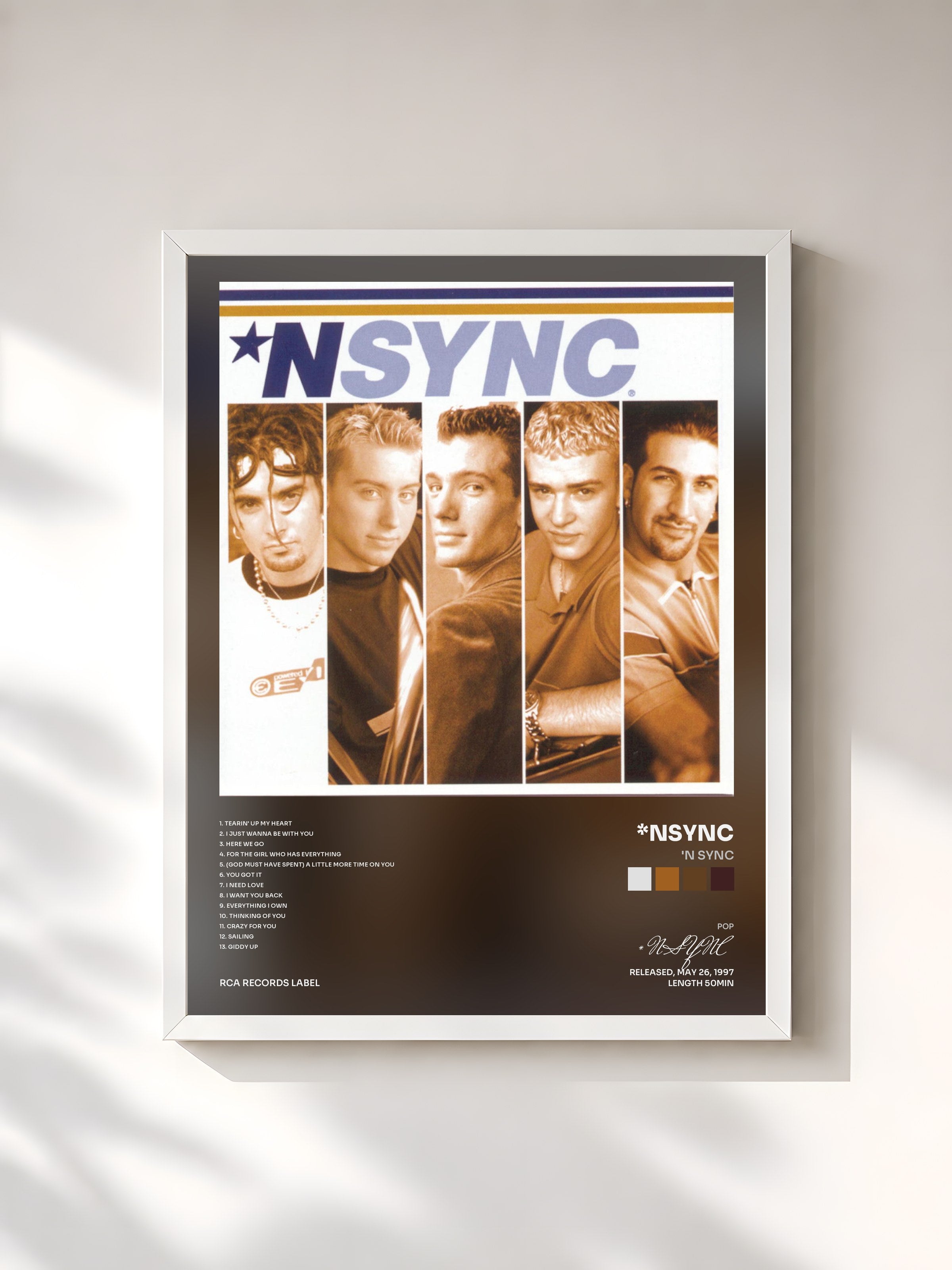 #blanc Tableau de l'album 'N Sync de *NSYNC, cadre blanc, imprimé et encadré en France