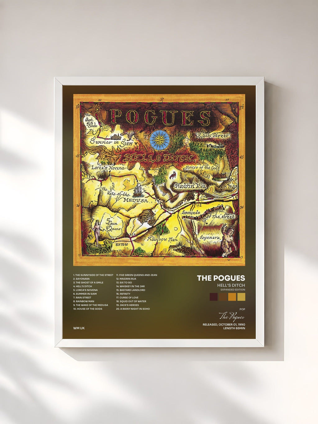 #blanc Hell's Ditch (Expanded Edition) di The Pogues in stampa incorniciata, cornice bianca, stampata e incorniciata in Francia