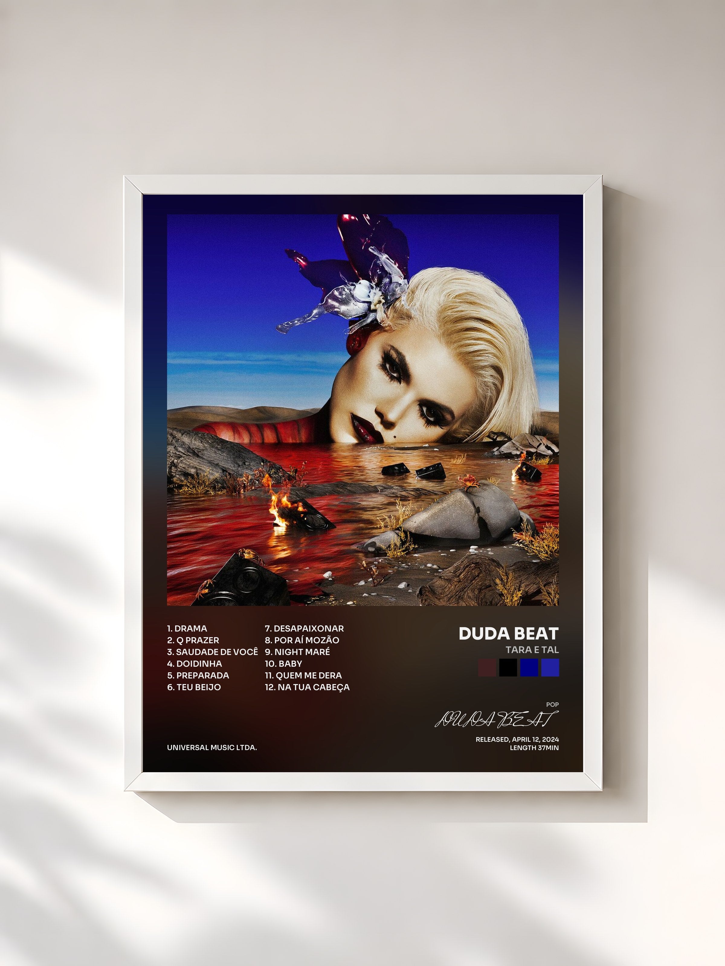 #blanc Tableau de l'album Tara e Tal de DUDA BEAT, cadre blanc, imprimé et encadré en France