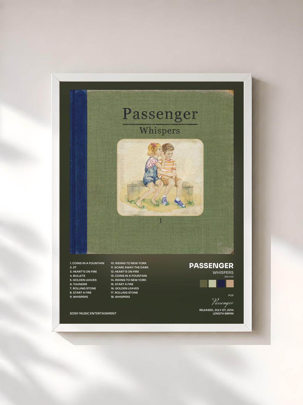 #blanc Tableau de l'album Whispers (Deluxe) de Passenger, cadre blanc, imprimé et encadré en France
