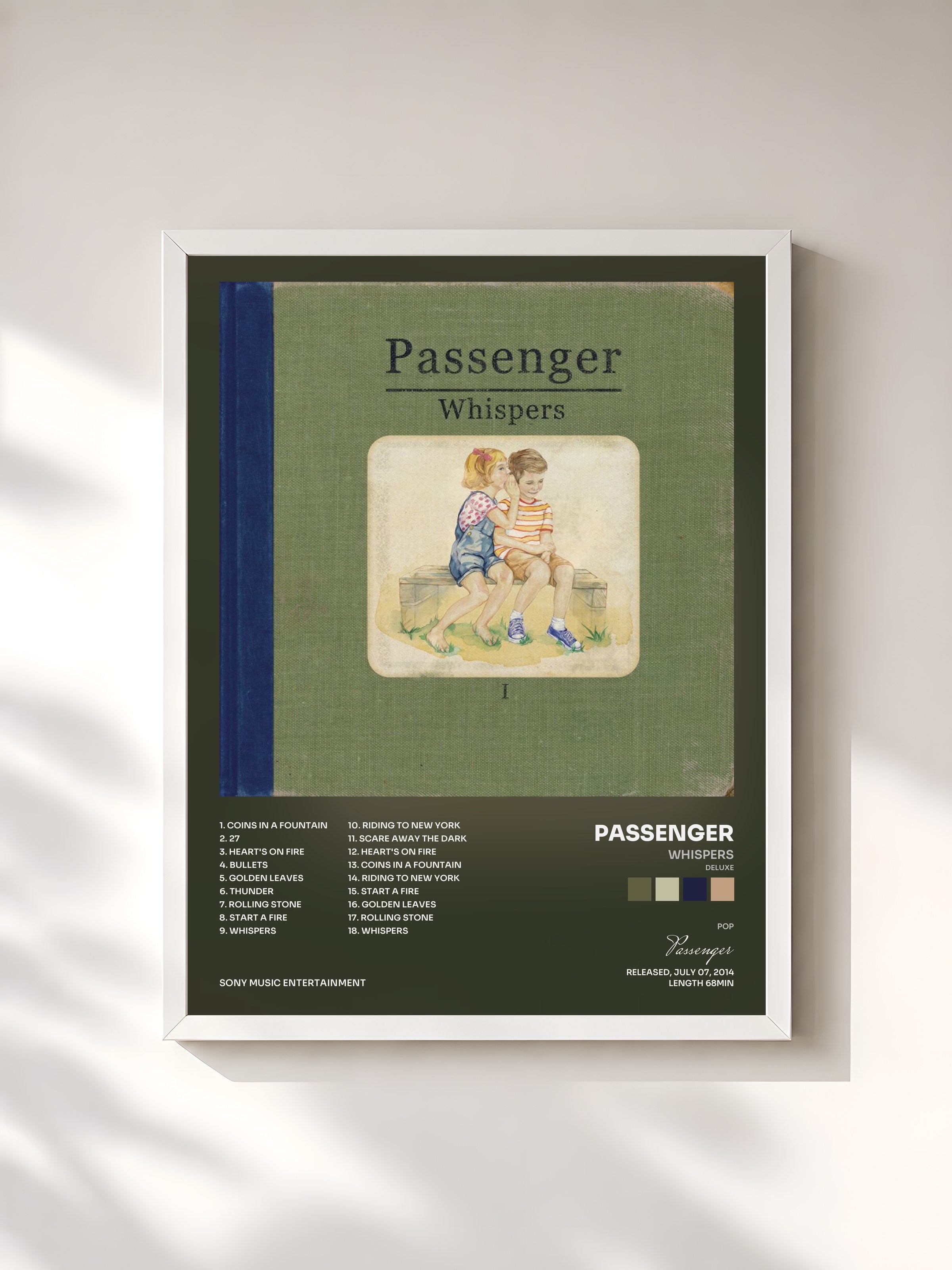 #blanc Tableau de l'album Whispers (Deluxe) de Passenger, cadre blanc, imprimé et encadré en France