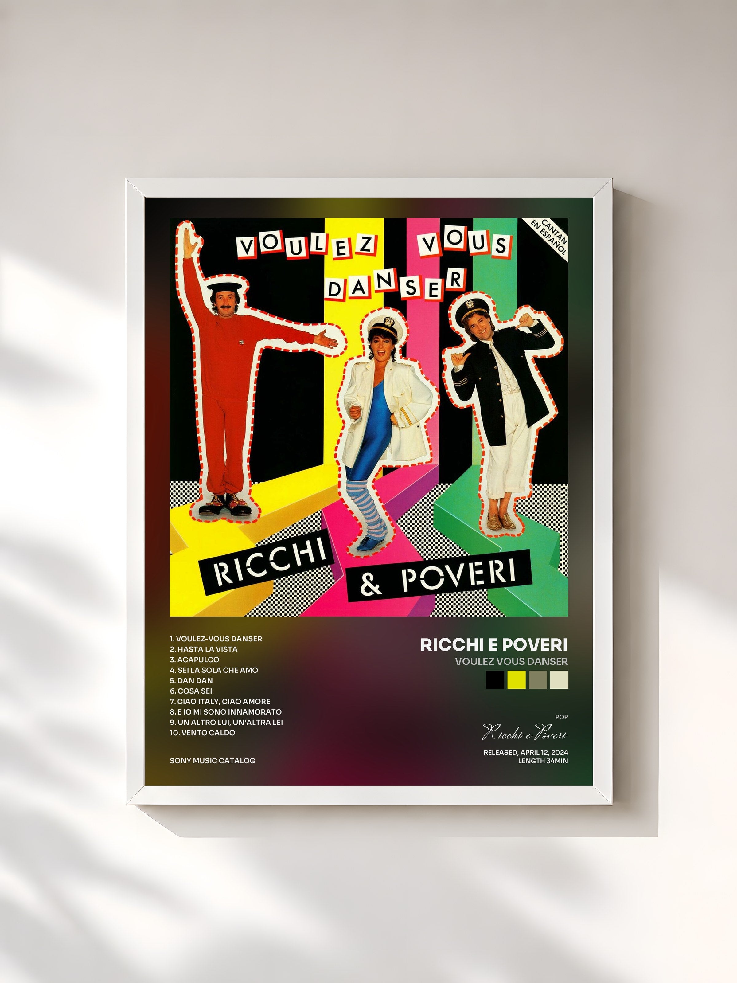 #blanc Tableau de l'album Voulez Vous Danser de Ricchi e Poveri, cadre blanc, imprimé et encadré en France