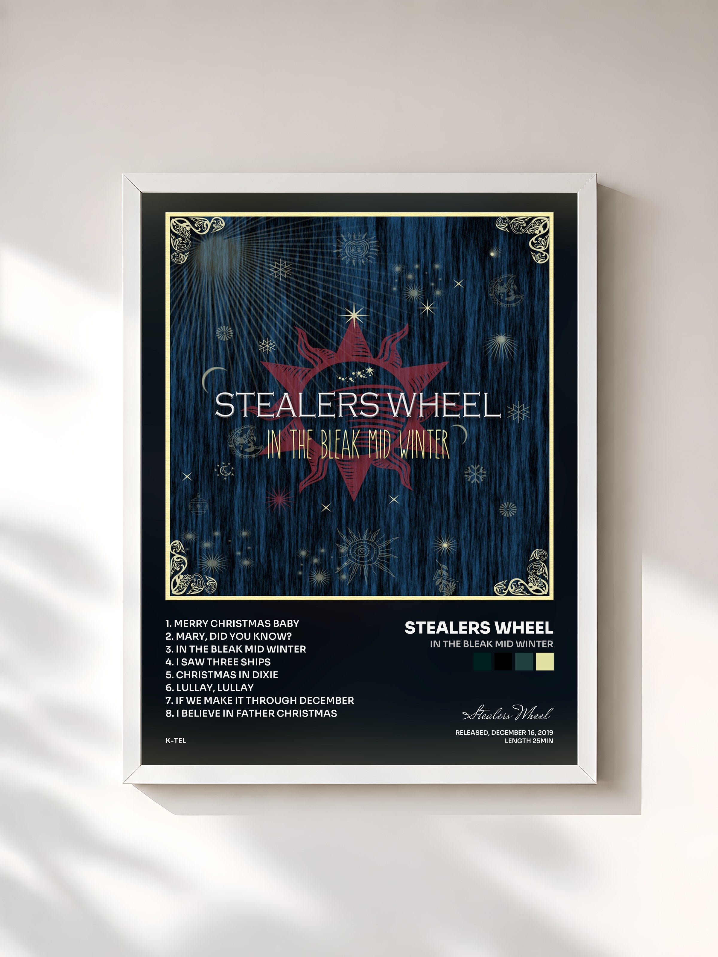 #blanc Tableau de l'album In the Bleak Mid Winter de Stealers Wheel, cadre blanc, imprimé et encadré en France