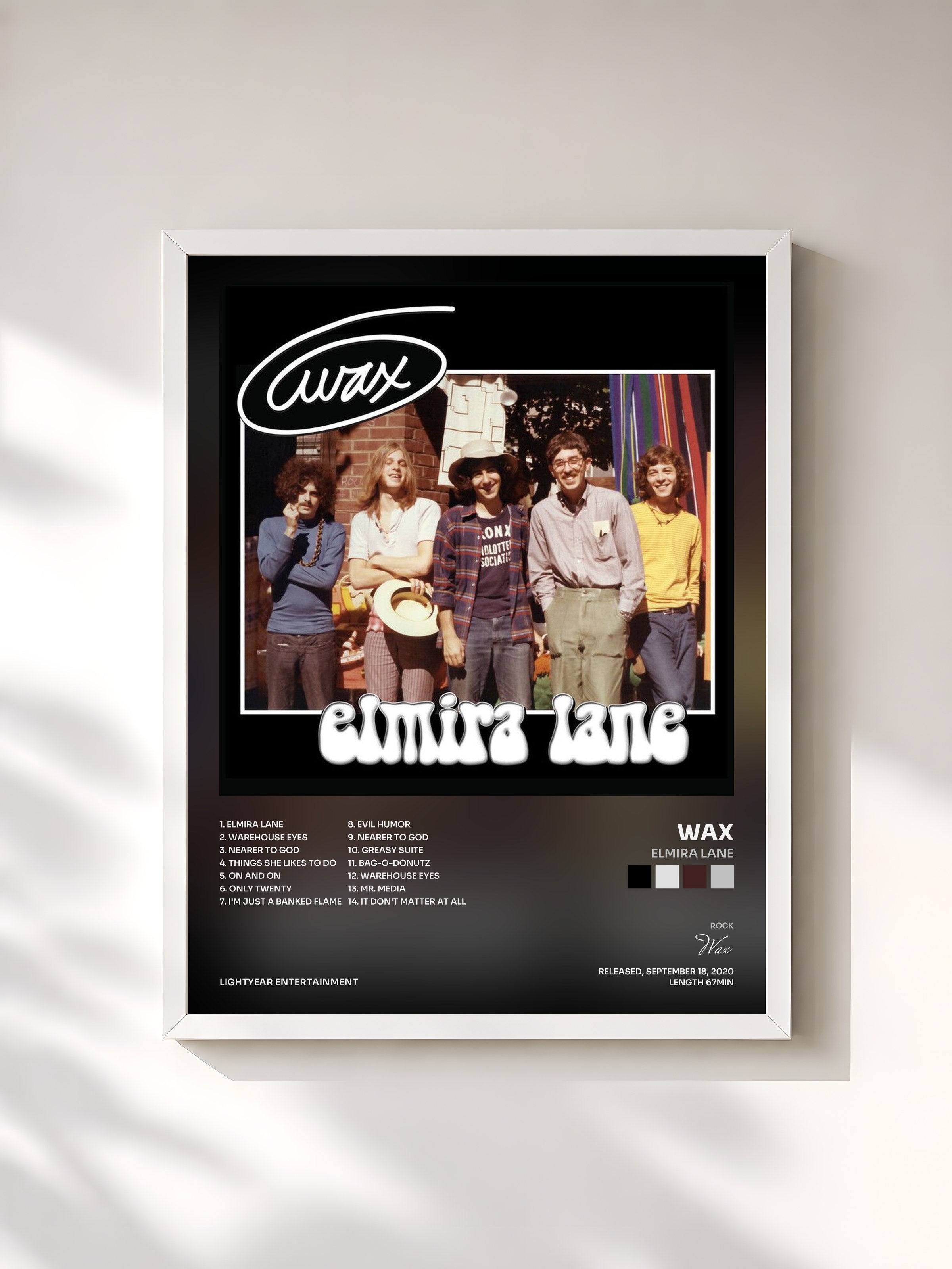 #blanc Tableau de l'album Elmira Lane de Wax, cadre blanc, imprimé et encadré en France