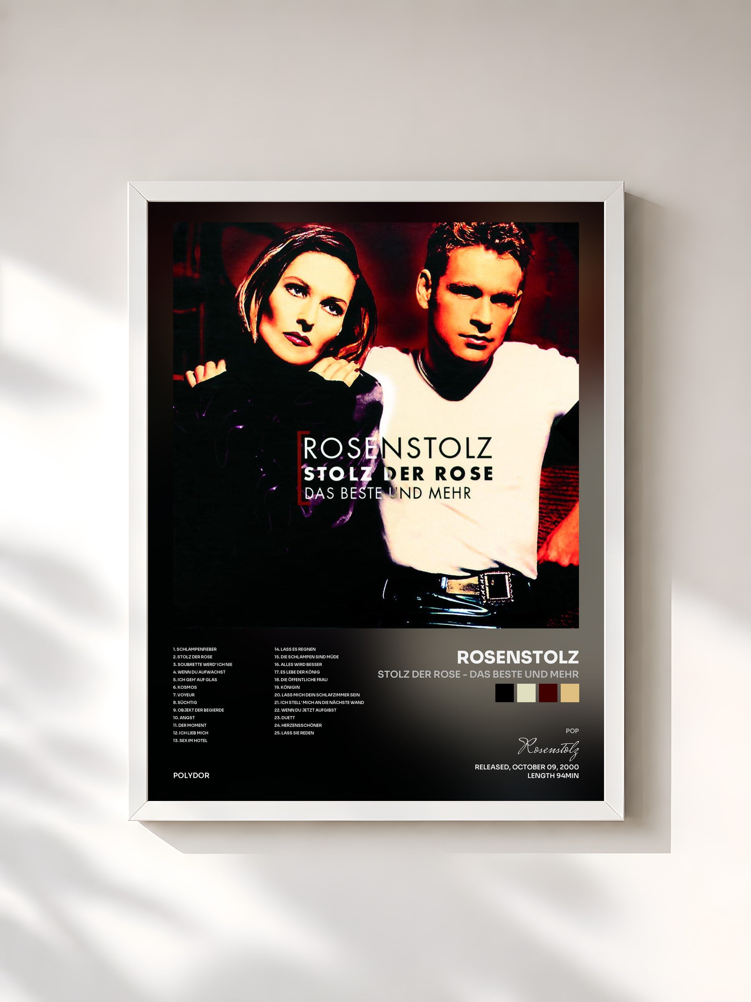 #blanc Tableau de l'album Stolz der Rose - Das Beste und mehr de Rosenstolz, cadre blanc, imprimé et encadré en France