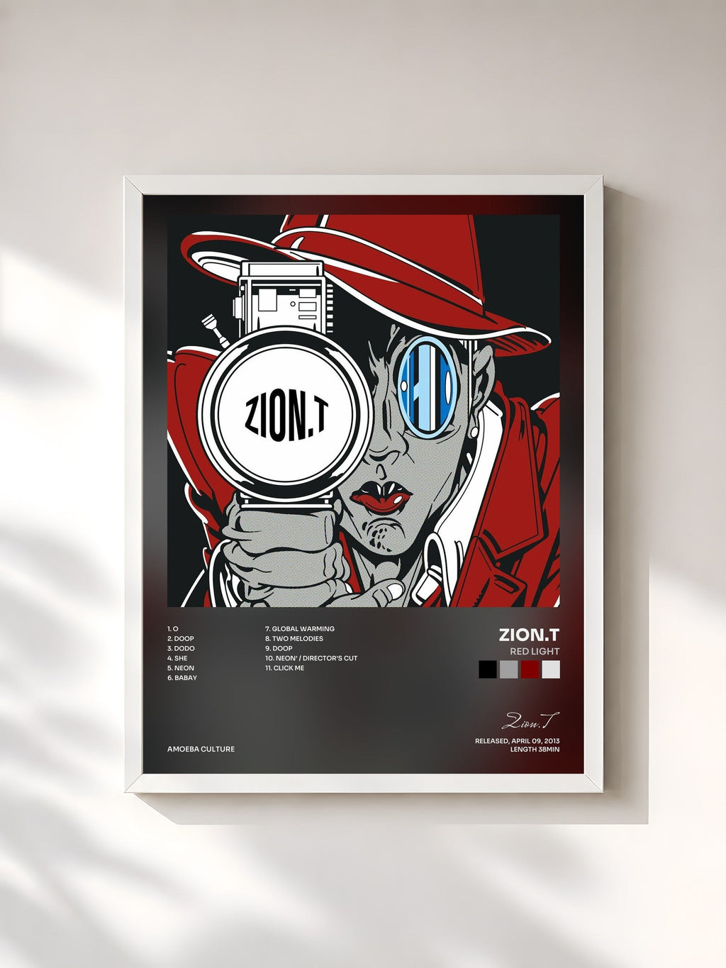 #blanc Red Light di Zion.T in stampa incorniciata, cornice bianca, stampata e incorniciata in Francia