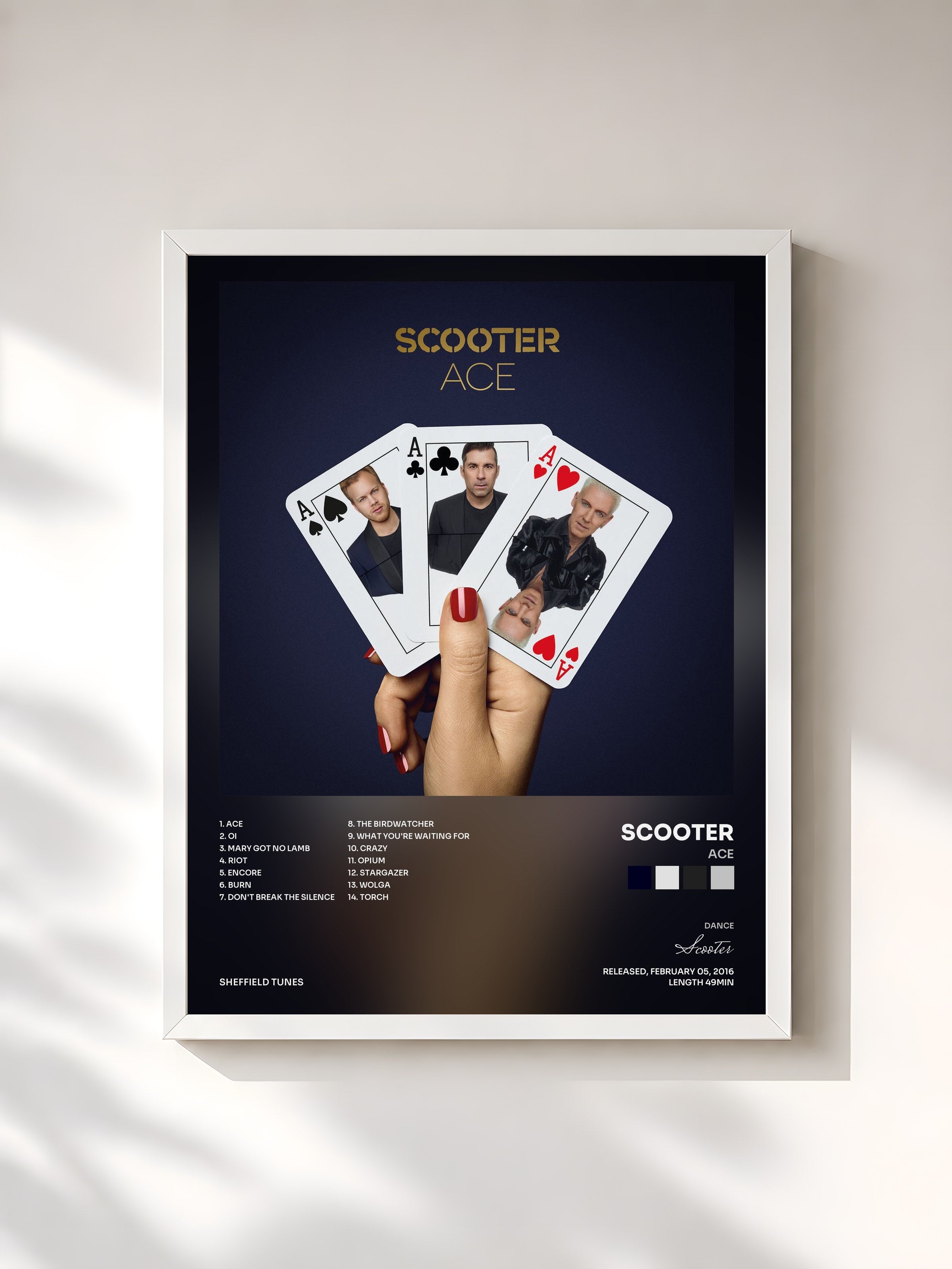 #blanc Tableau de l'album Ace de Scooter, cadre blanc, imprimé et encadré en France