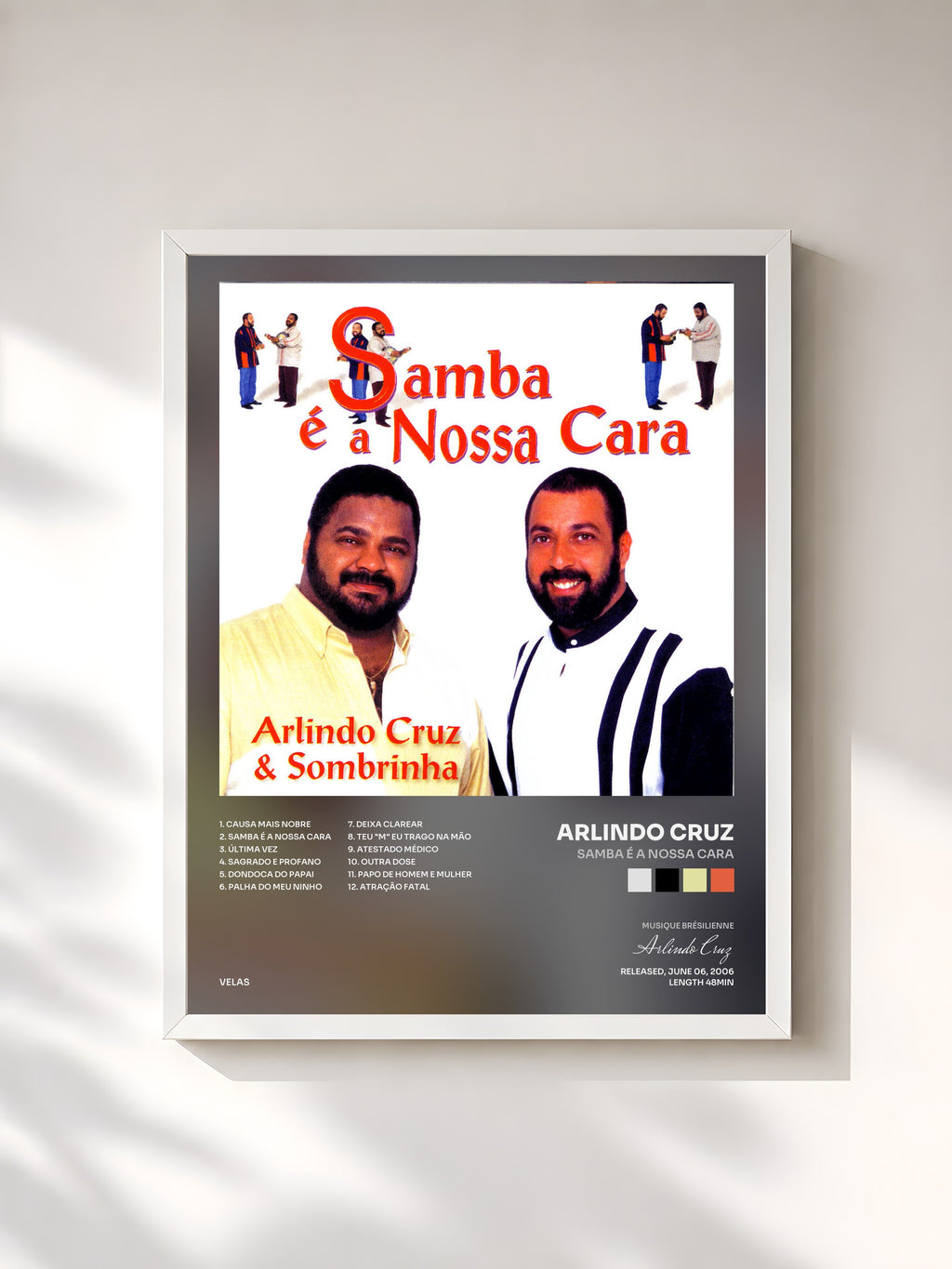 #blanc Tableau de l'album Samba é a Nossa Cara de Arlindo Cruz, cadre blanc, imprimé et encadré en France