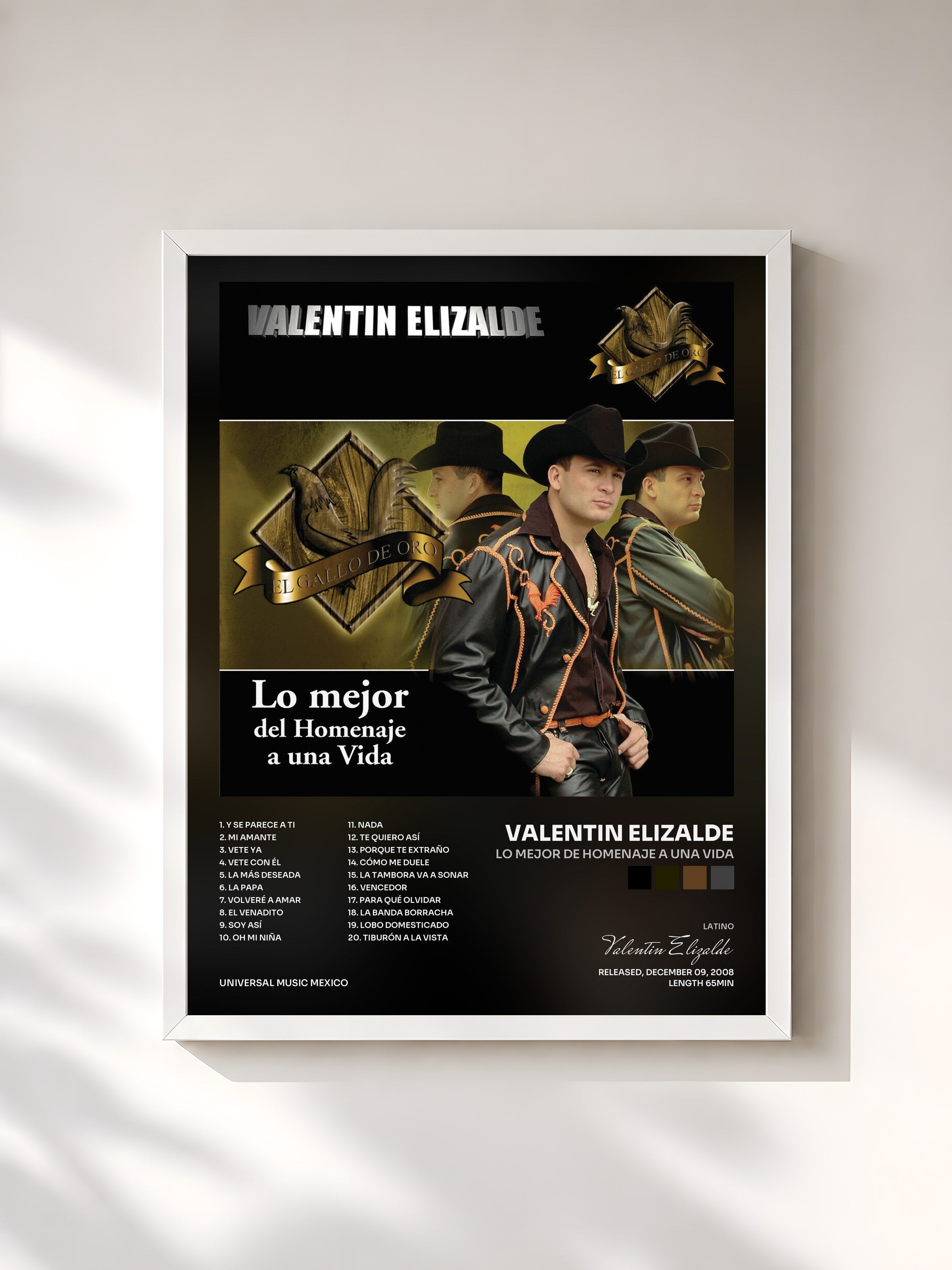 #blanc Tableau de l'album Lo Mejor De Homenaje A Una Vida de Valentin Elizalde, cadre blanc, imprimé et encadré en France