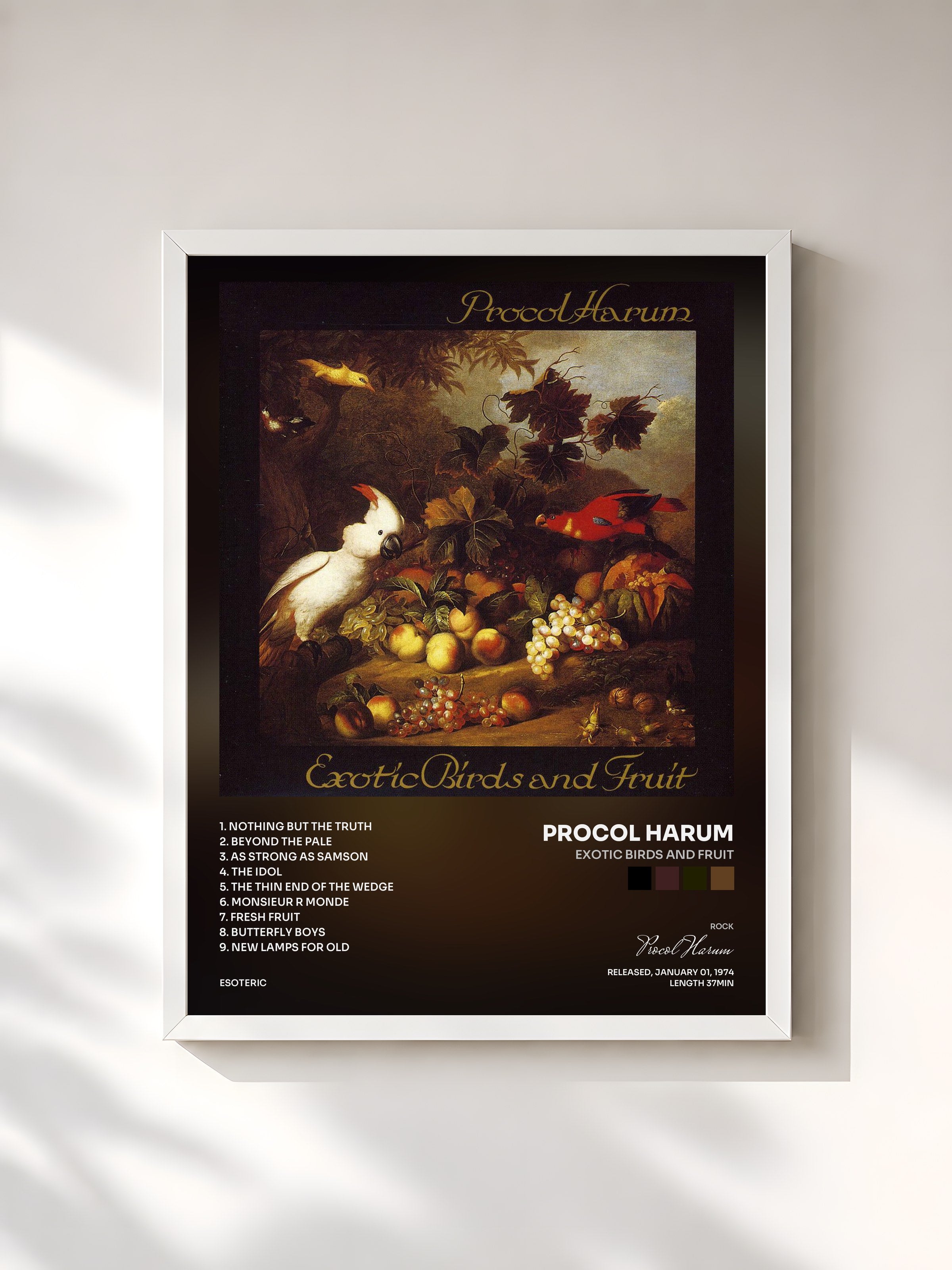 #blanc Tableau de l'album Exotic Birds and Fruit de Procol Harum, cadre blanc, imprimé et encadré en France