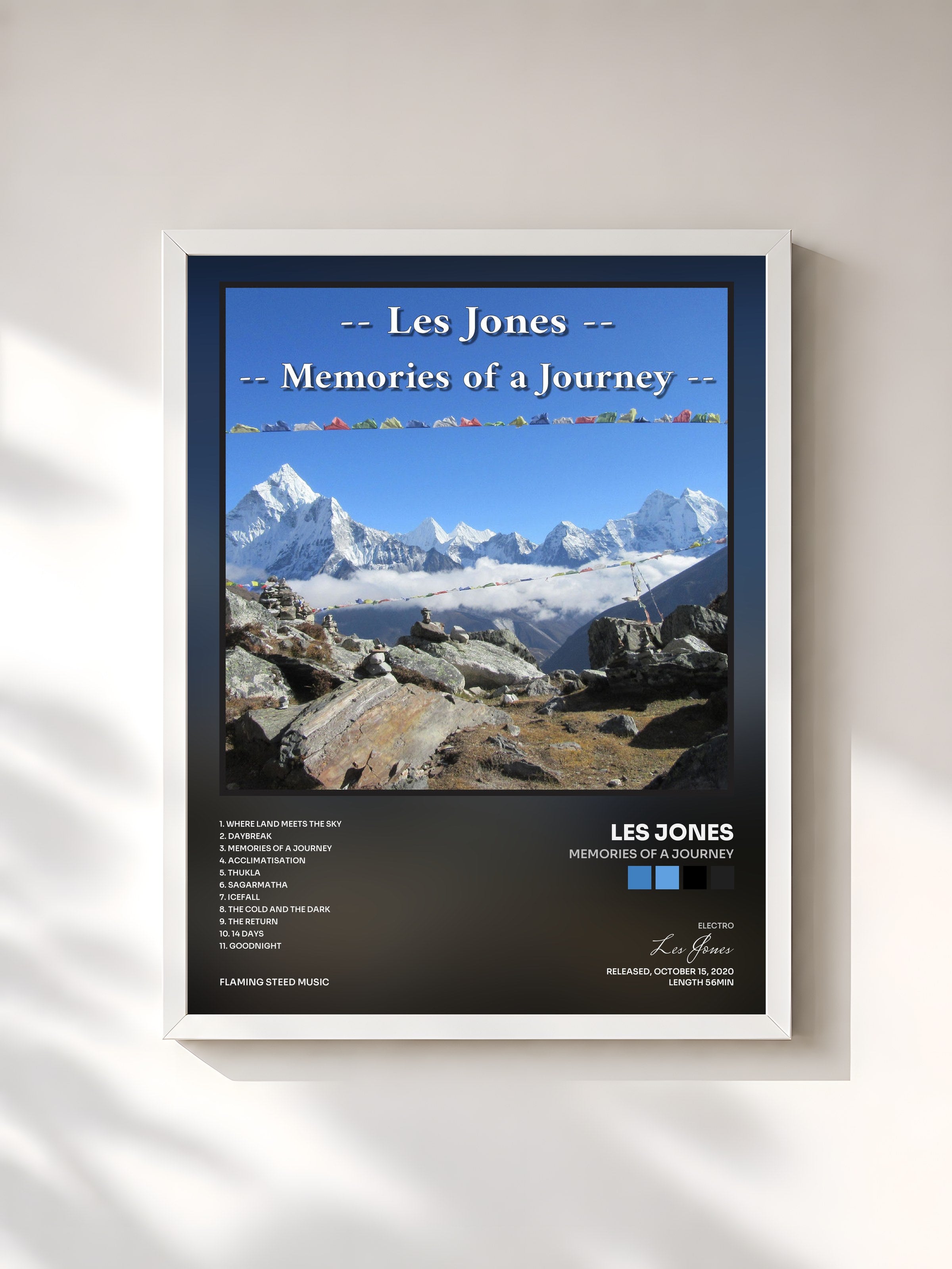 #blanc Tableau de l'album Memories of a Journey de Les Jones, cadre blanc, imprimé et encadré en France