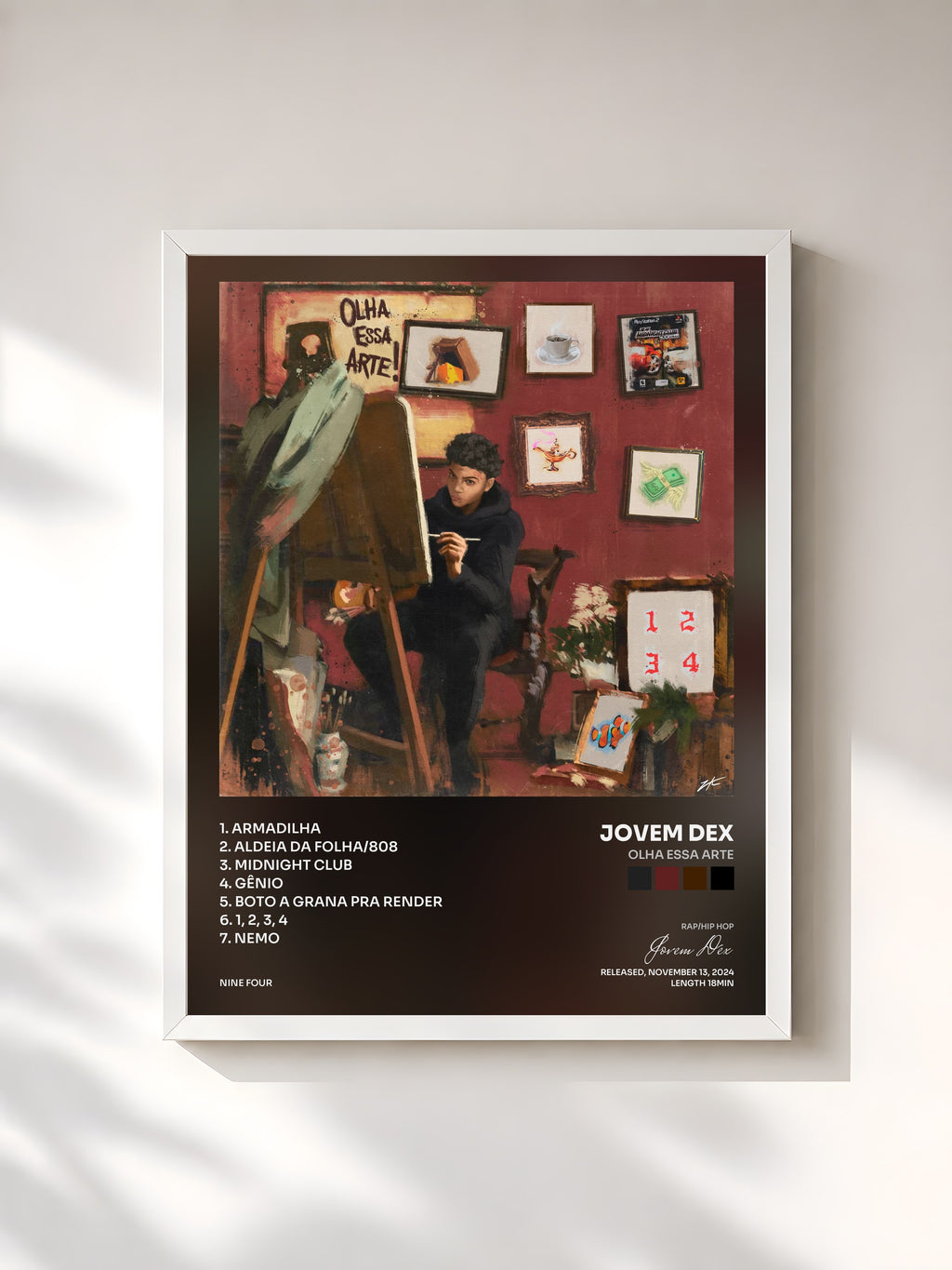 #blanc Tableau de l'album Olha Essa Arte de Jovem Dex, cadre blanc, imprimé et encadré en France