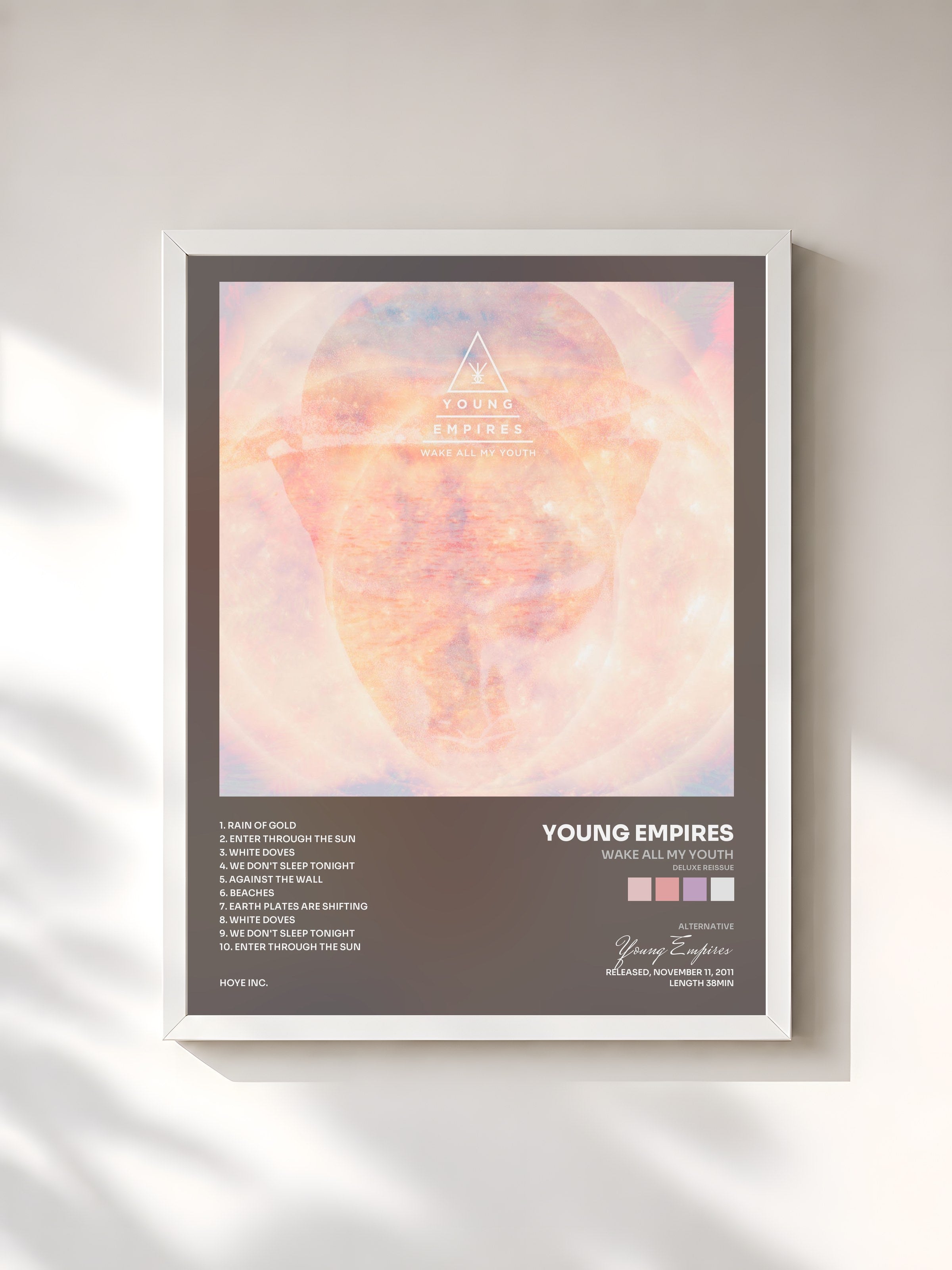 #blanc Tableau de l'album Wake All My Youth (Deluxe Reissue) de Young Empires, cadre blanc, imprimé et encadré en France