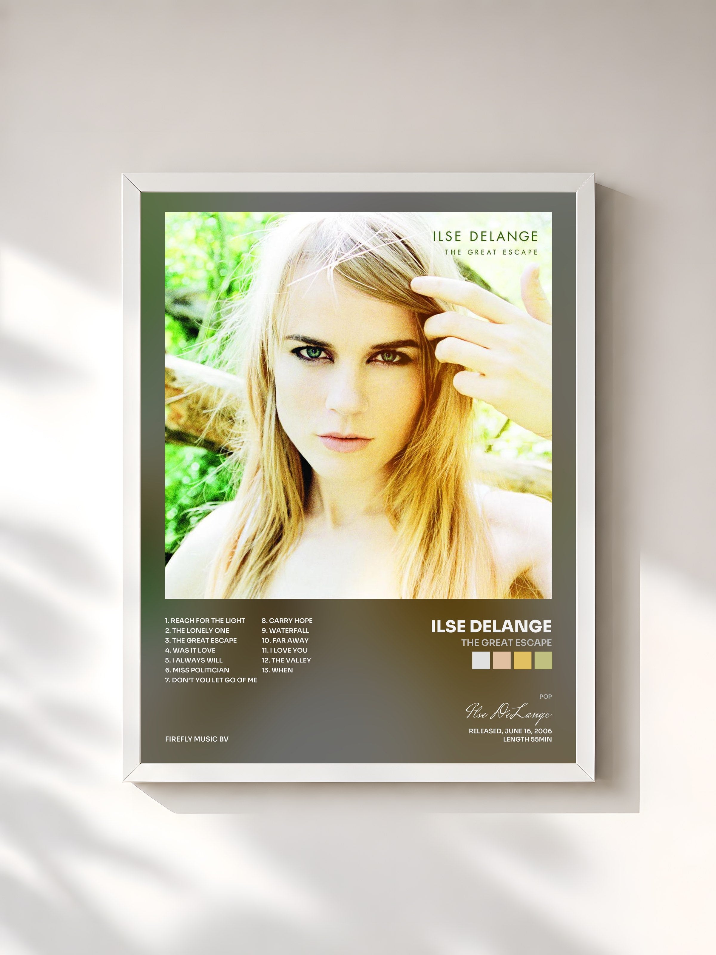 #blanc Tableau de l'album The Great Escape de Ilse DeLange, cadre blanc, imprimé et encadré en France