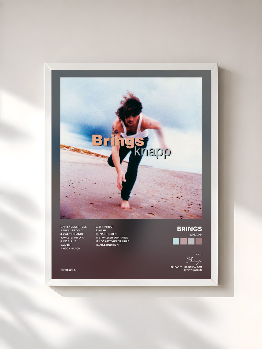 #blanc knapp by Brings as a framed art print, white frame, printed and framed in France