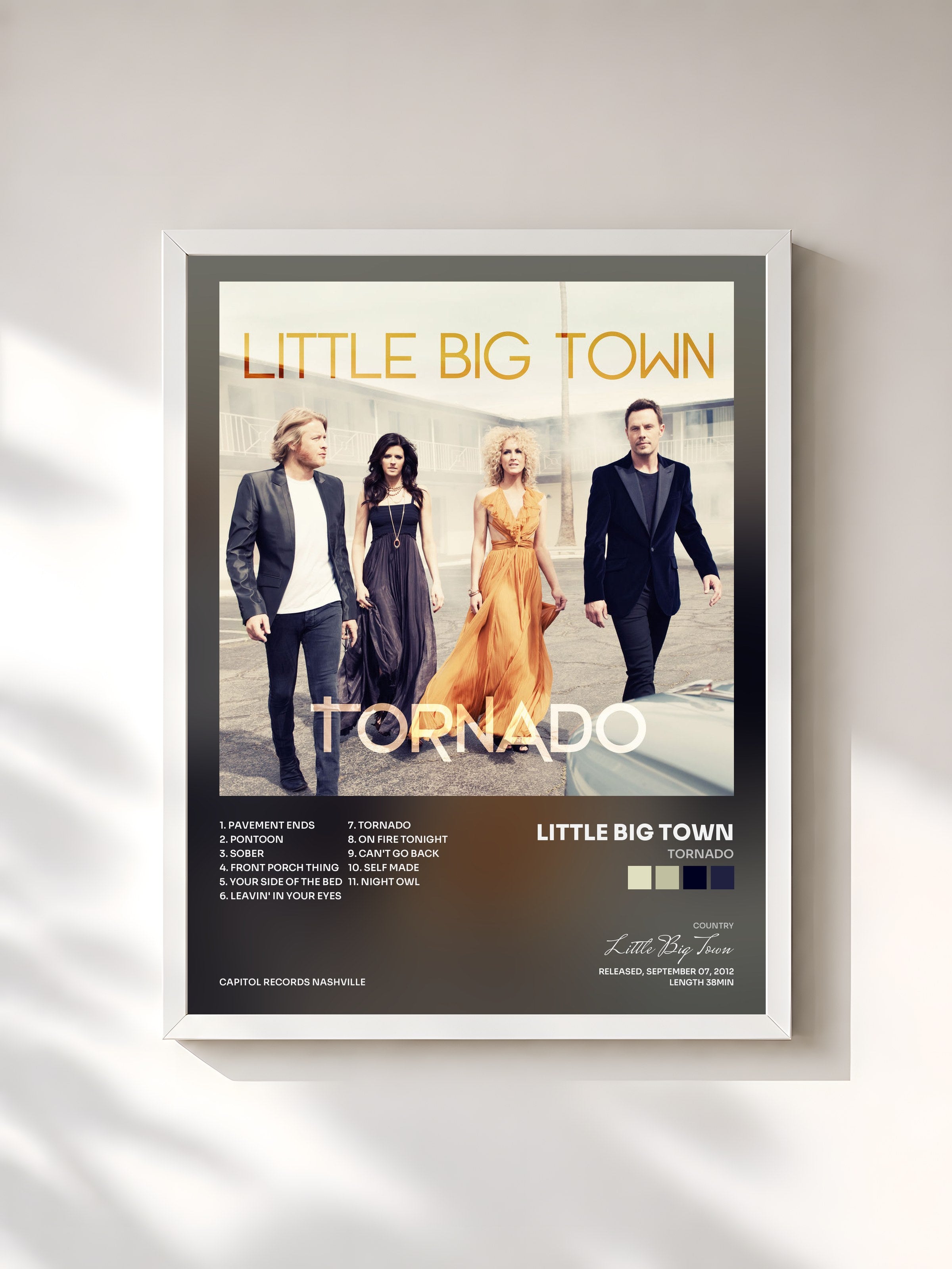 #blanc Tableau de l'album Tornado de Little Big Town, cadre blanc, imprimé et encadré en France