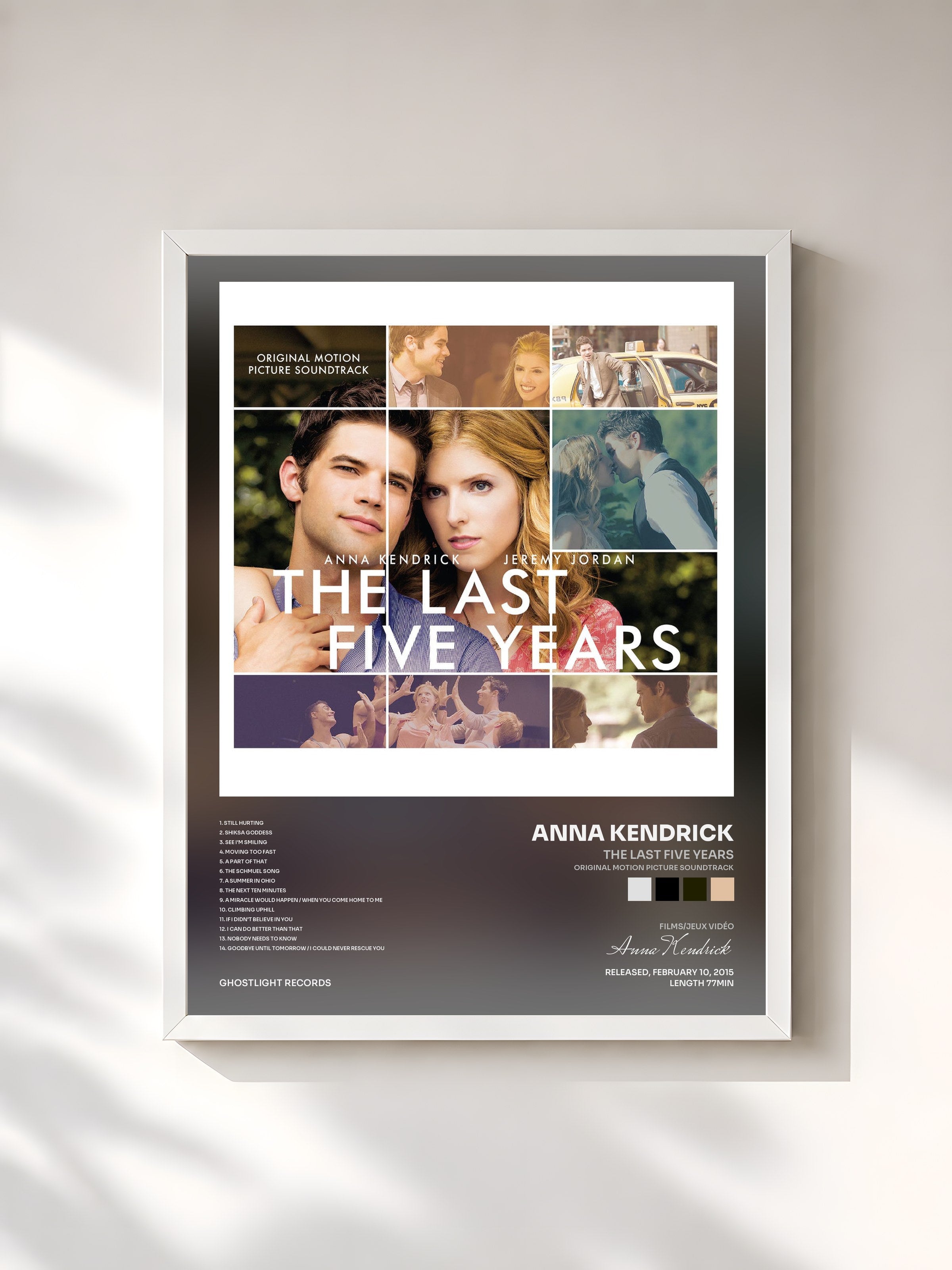 #blanc Tableau de l'album The Last Five Years (Original Motion Picture Soundtrack) de Anna Kendrick, cadre blanc, imprimé et encadré en France