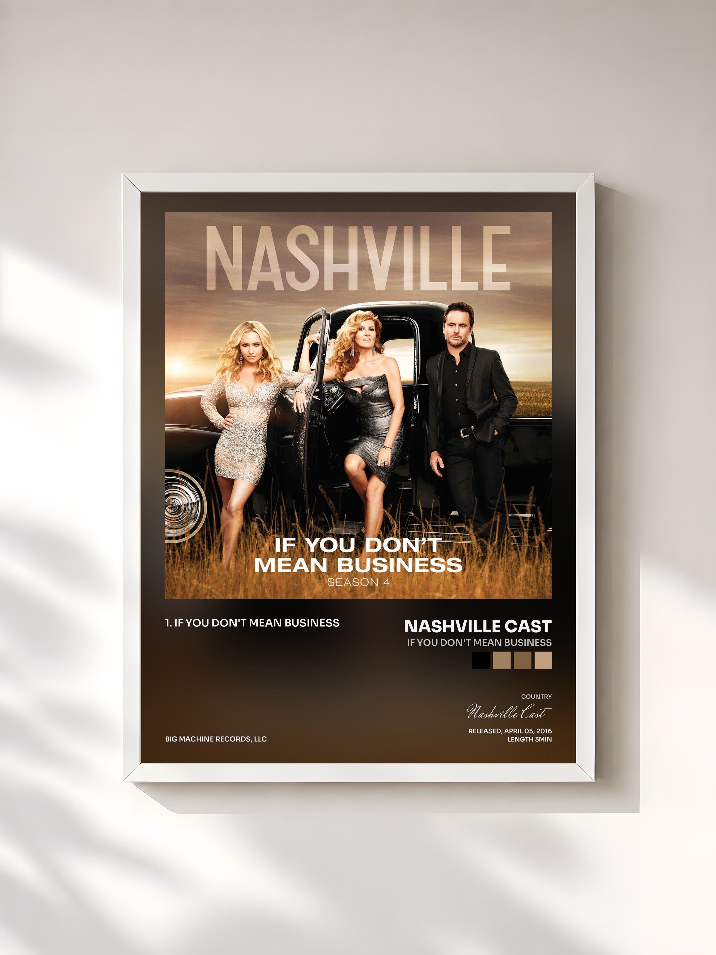 #blanc Tableau de l'album If You Don't Mean Business de Nashville Cast, cadre blanc, imprimé et encadré en France