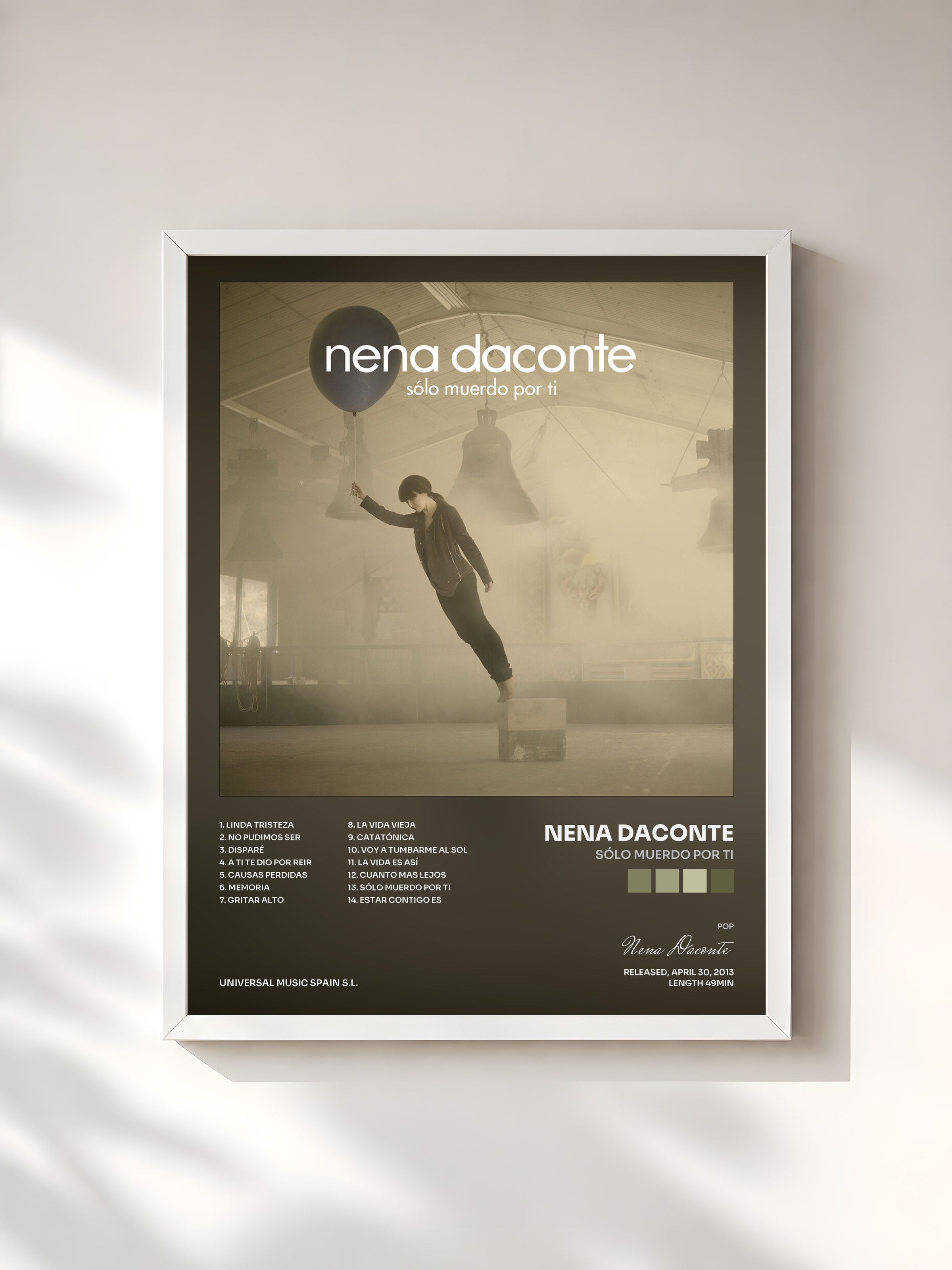 #blanc Tableau de l'album Sólo Muerdo Por Ti de Nena Daconte, cadre blanc, imprimé et encadré en France