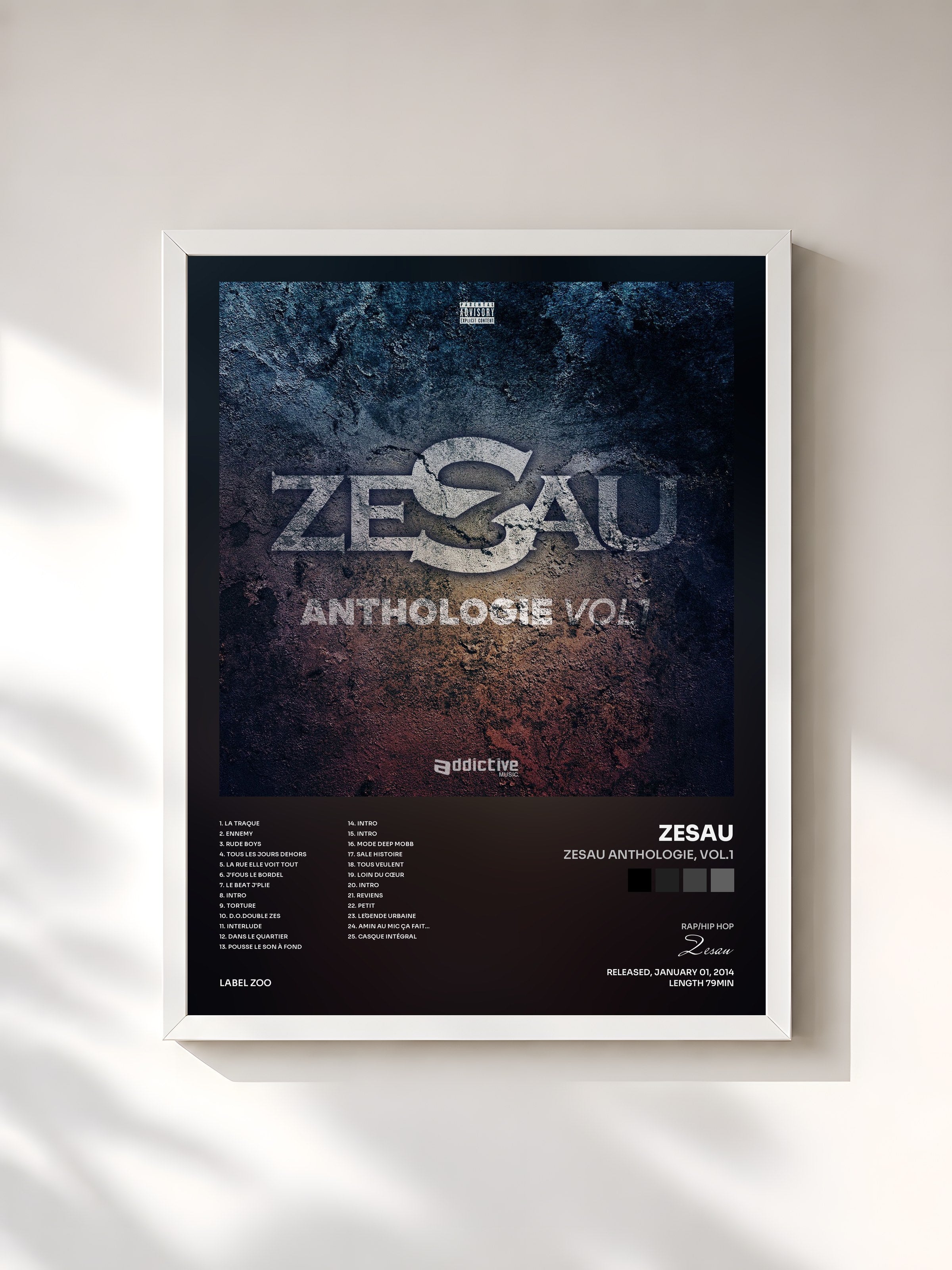 #blanc Tableau de l'album Zesau Anthologie, Vol.1 de Zesau, cadre blanc, imprimé et encadré en France
