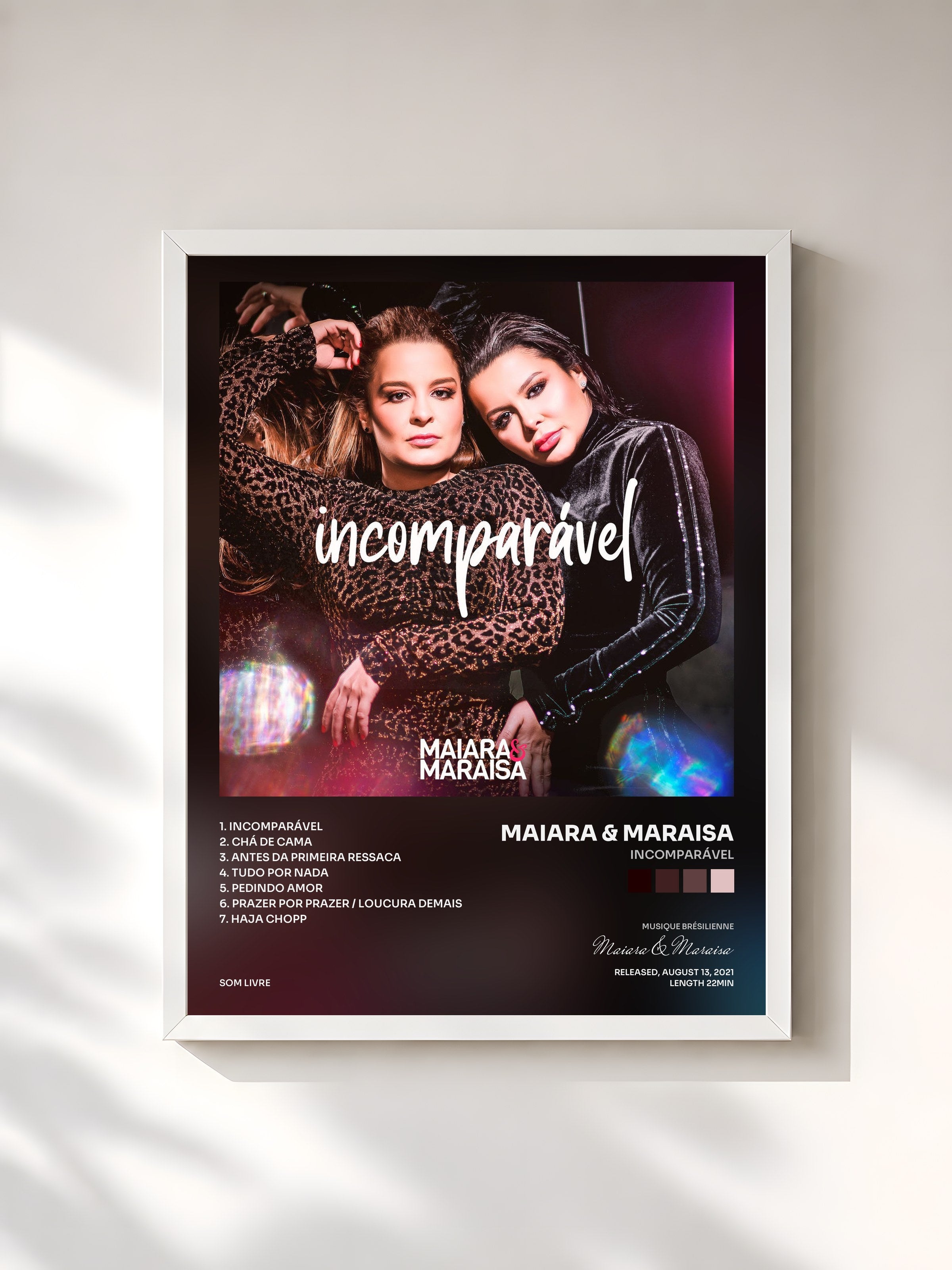 #blanc Tableau de l'album Incomparável de Maiara & Maraisa, cadre blanc, imprimé et encadré en France