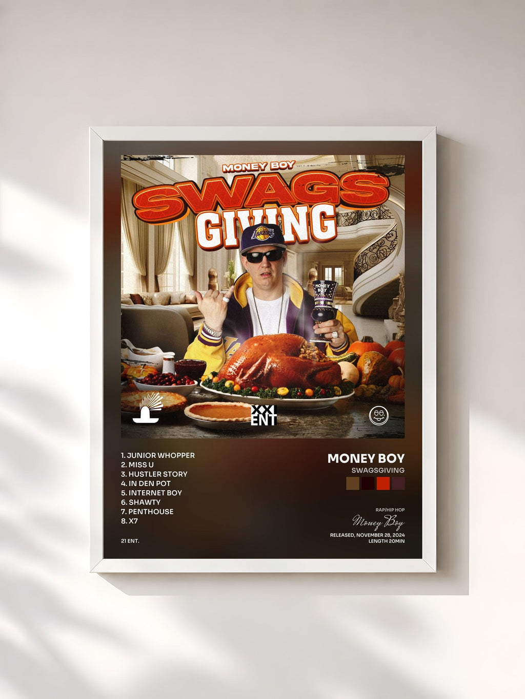 #blanc SWAGSGIVING by Money Boy as a framed art print, white frame, printed and framed in France