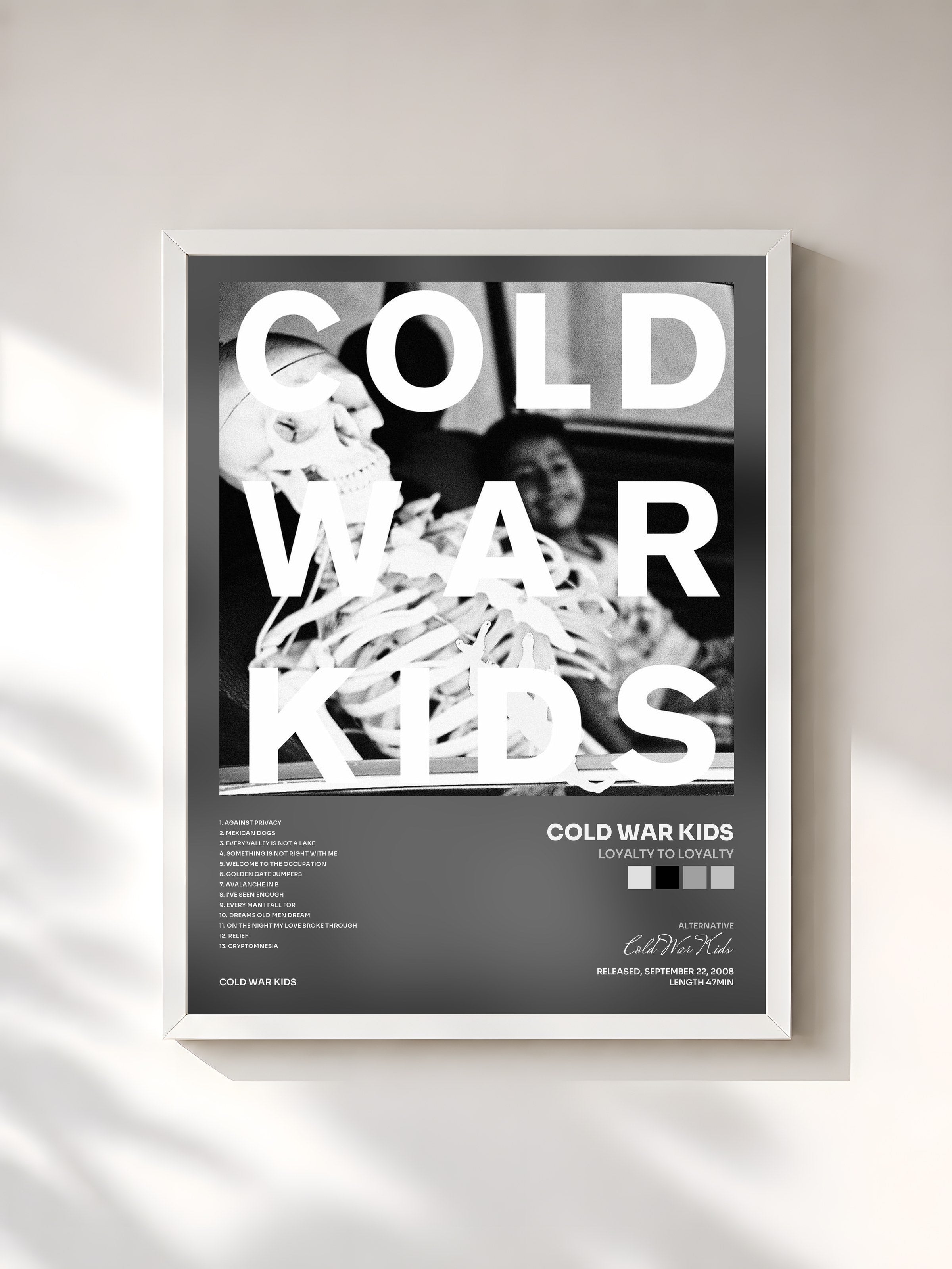 #blanc Tableau de l'album Loyalty To Loyalty de Cold War Kids, cadre blanc, imprimé et encadré en France