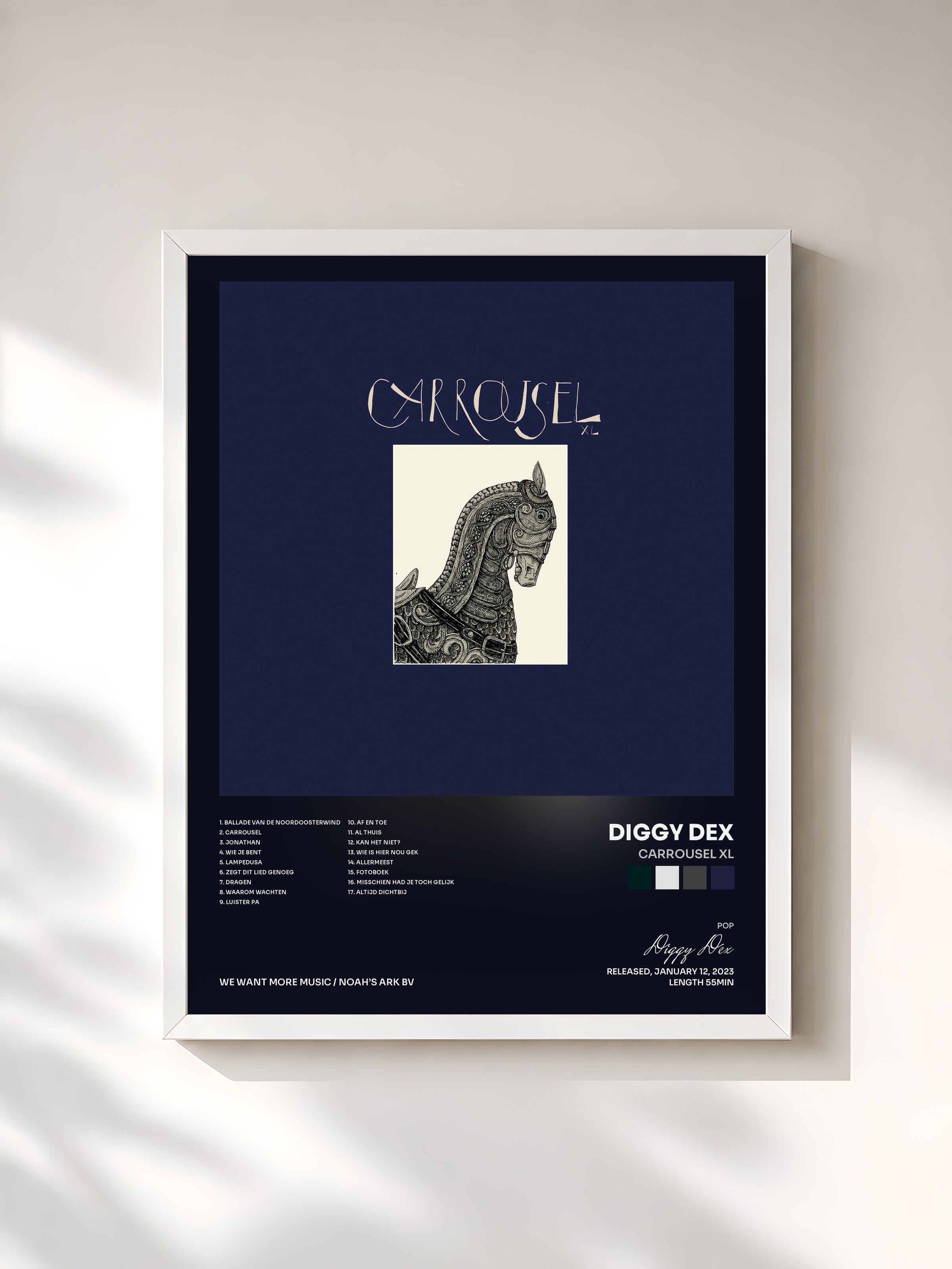 #blanc Tableau de l'album Carrousel XL de Diggy Dex, cadre blanc, imprimé et encadré en France