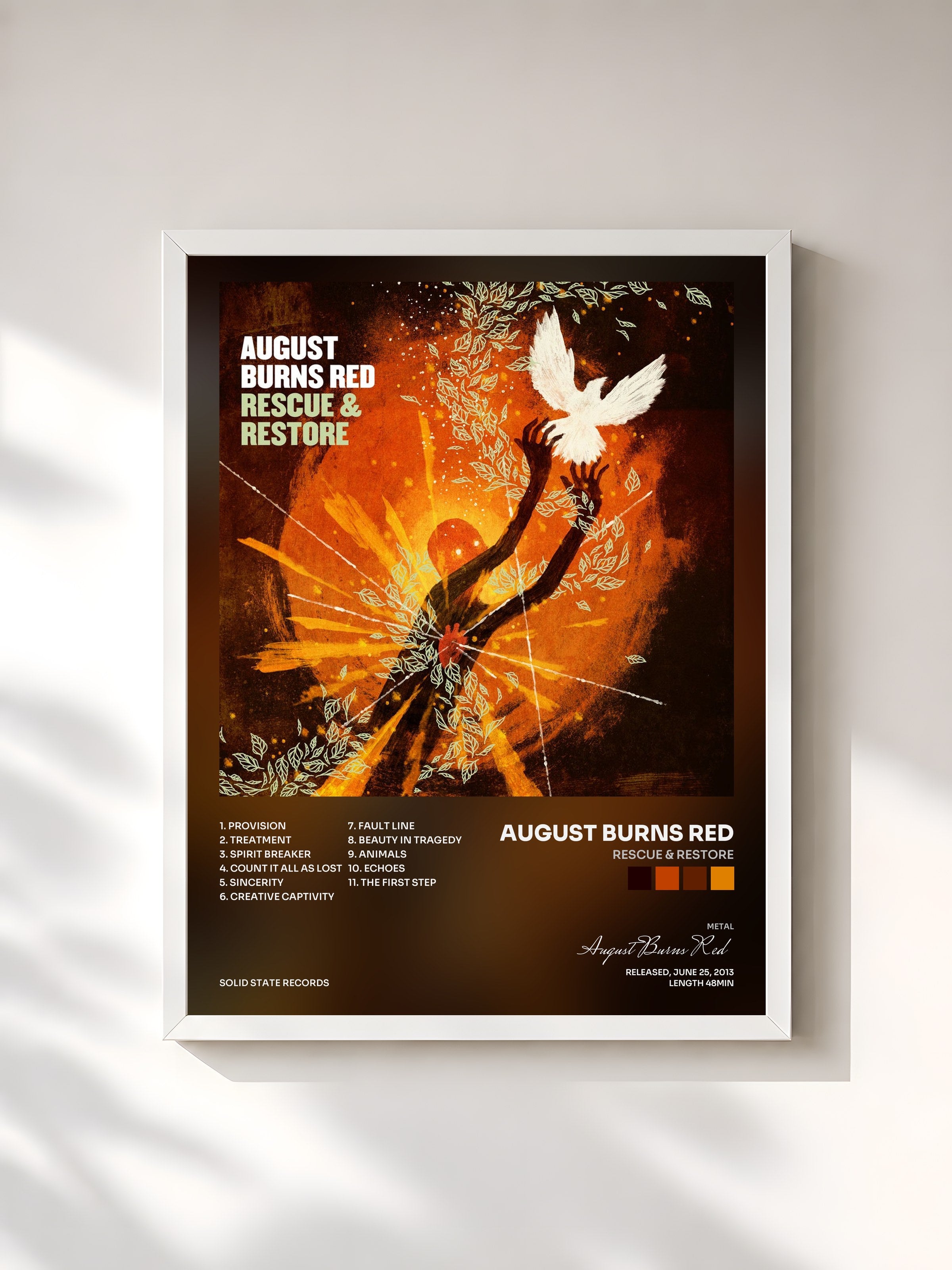 #blanc Tableau de l'album Rescue & Restore de August Burns Red, cadre blanc, imprimé et encadré en France