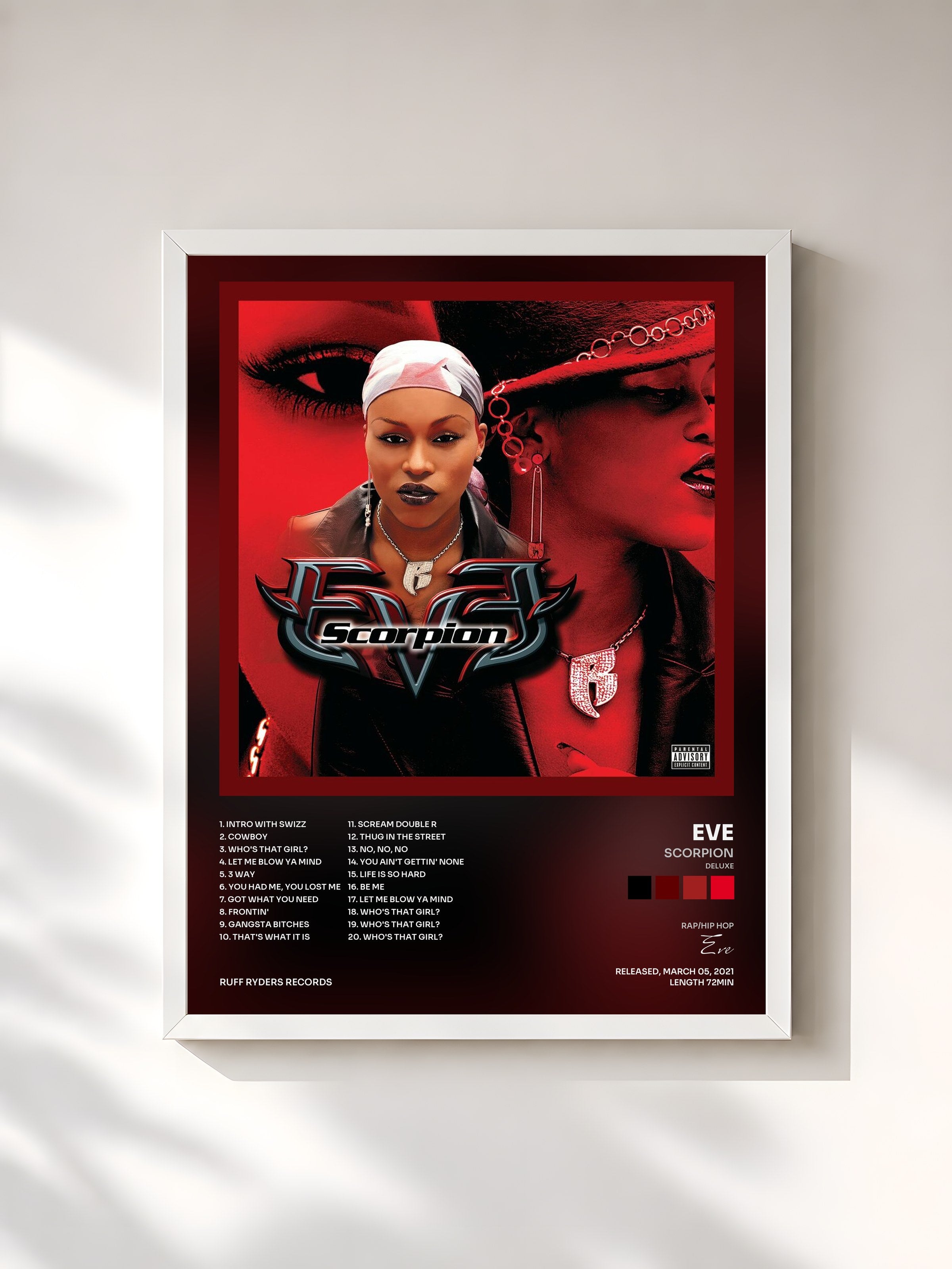 #blanc Tableau de l'album Scorpion (Deluxe) de Eve, cadre blanc, imprimé et encadré en France