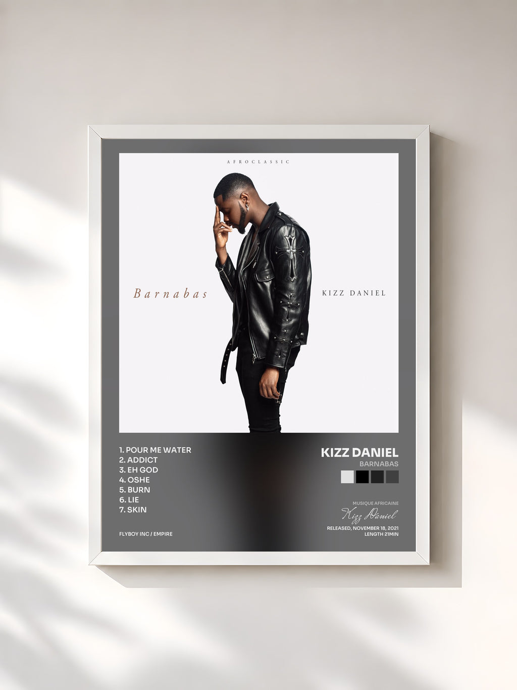 #blanc Tableau de l'album Barnabas de Kizz Daniel, cadre blanc, imprimé et encadré en France
