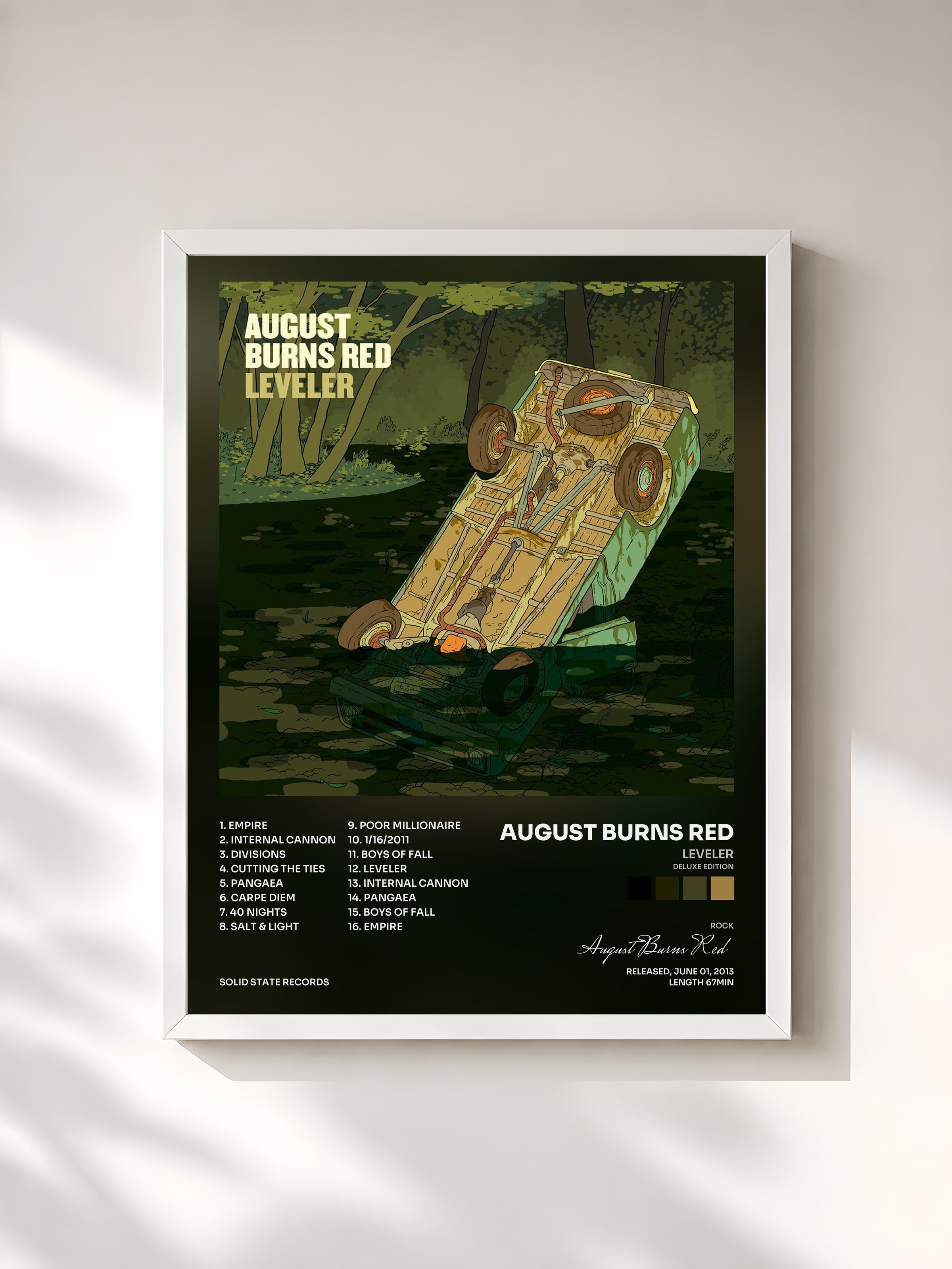 #blanc Tableau de l'album Leveler (Deluxe Edition) de August Burns Red, cadre blanc, imprimé et encadré en France
