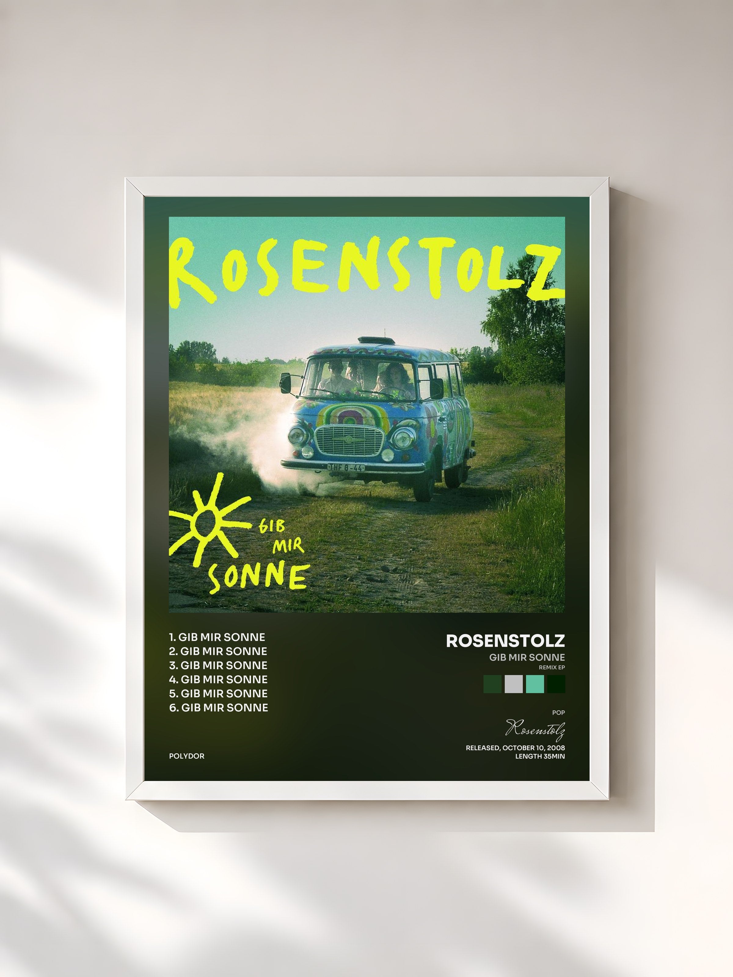 #blanc Tableau de l'album Gib mir Sonne (Remix EP) de Rosenstolz, cadre blanc, imprimé et encadré en France
