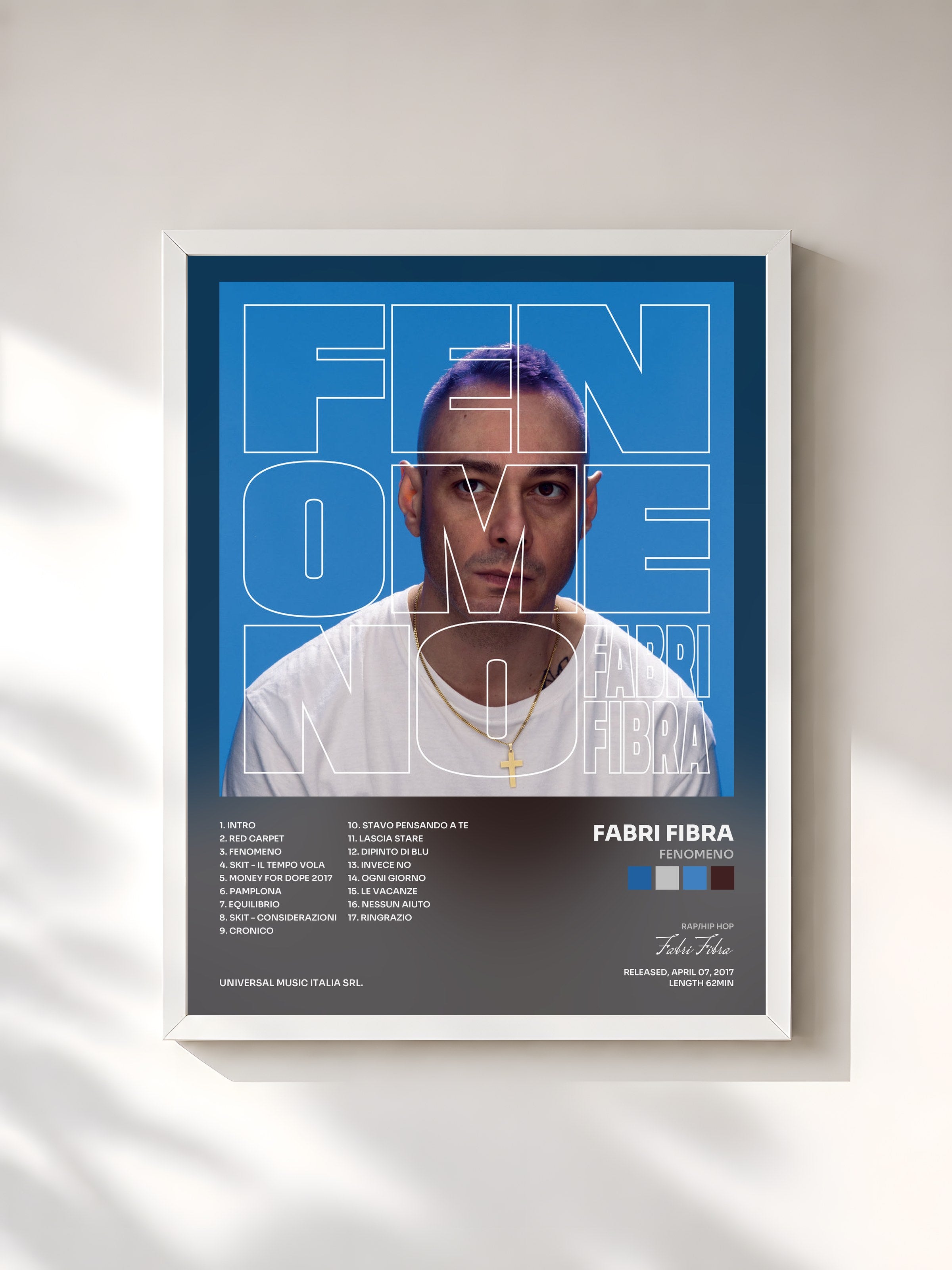 #blanc Tableau de l'album Fenomeno de Fabri Fibra, cadre blanc, imprimé et encadré en France