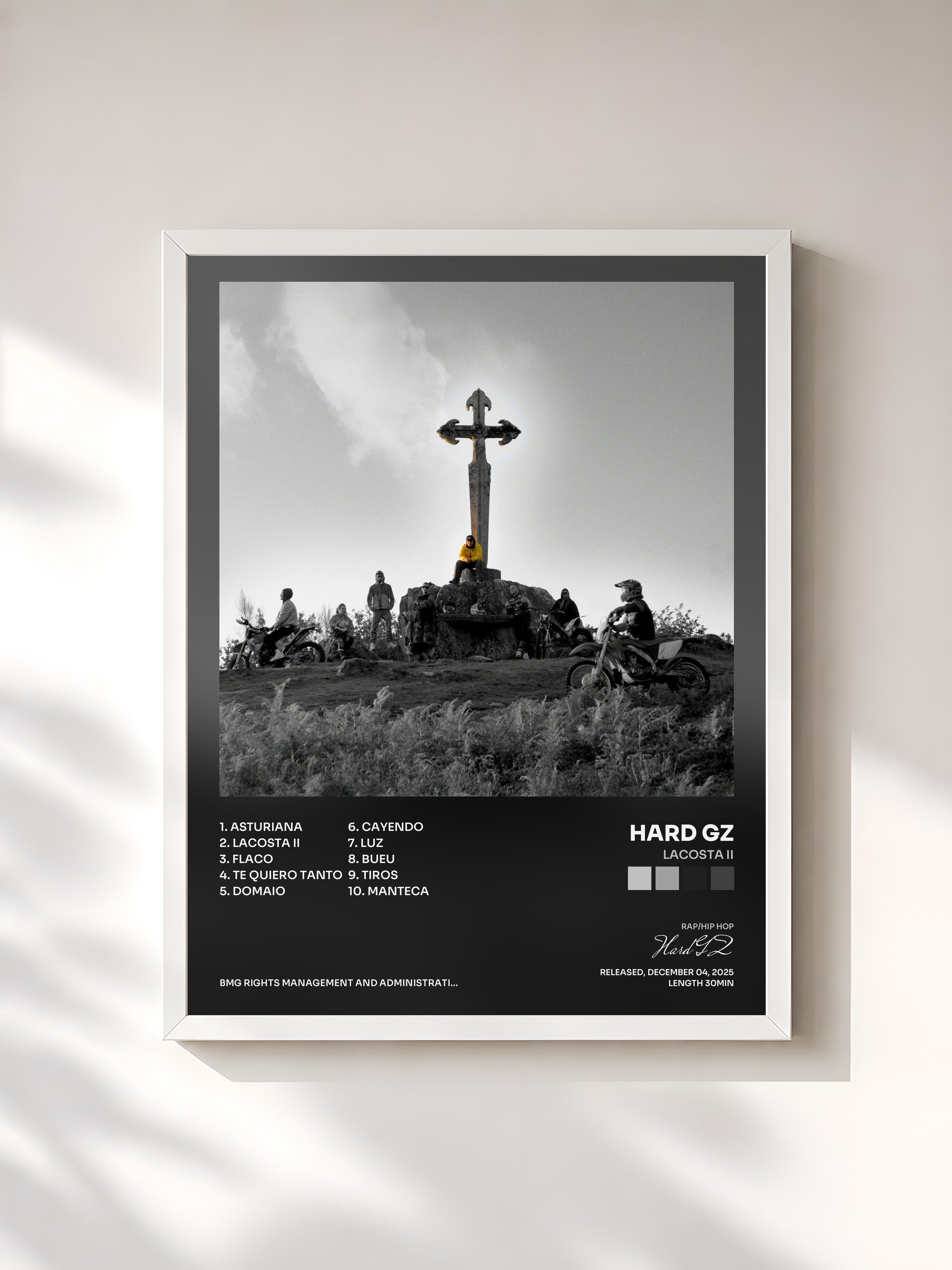 #blanc Tableau de l'album LACOSTA II de Hard GZ, cadre blanc, imprimé et encadré en France