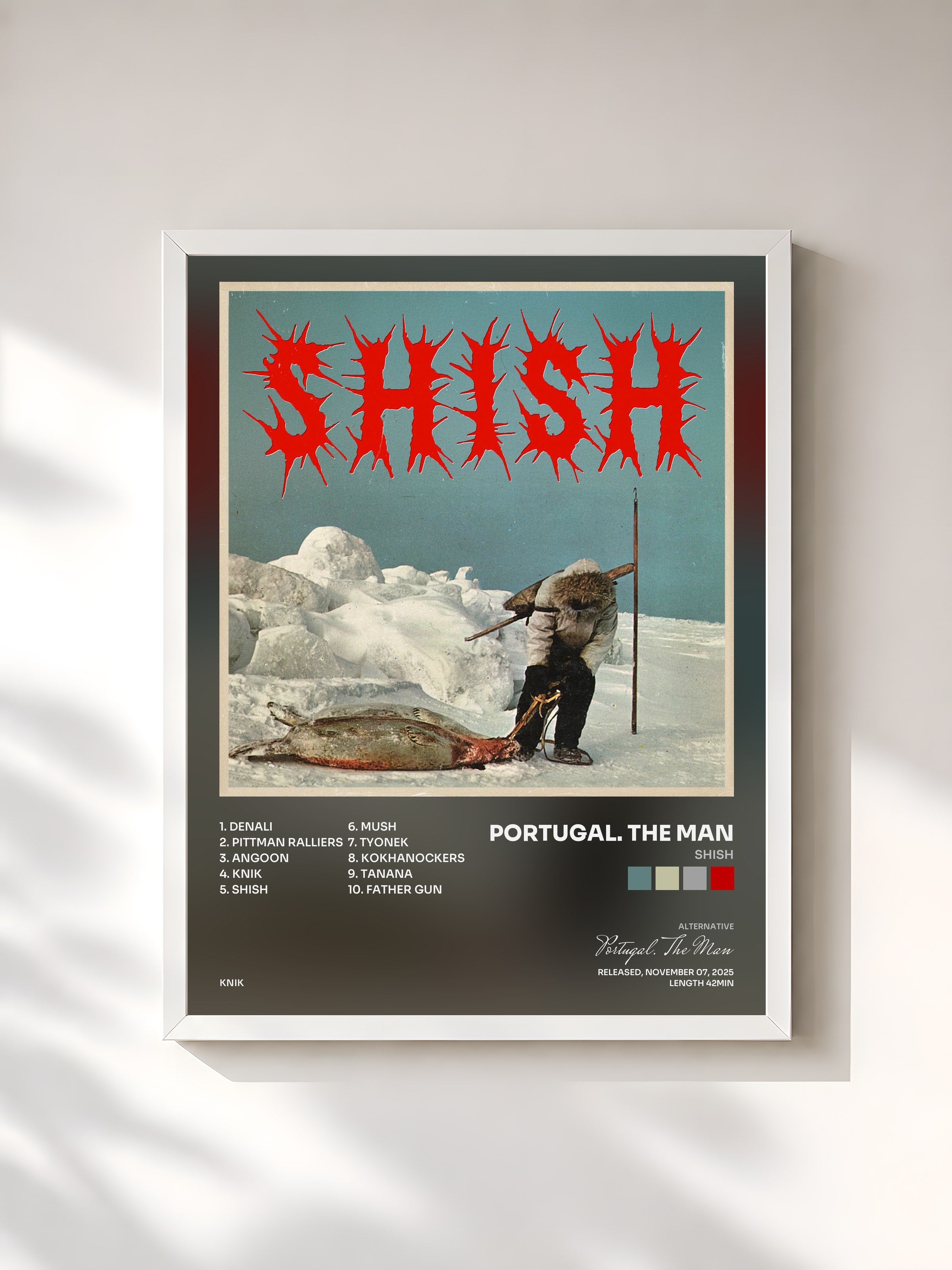 #blanc Tableau de l'album SHISH de Portugal. The Man, cadre blanc, imprimé et encadré en France