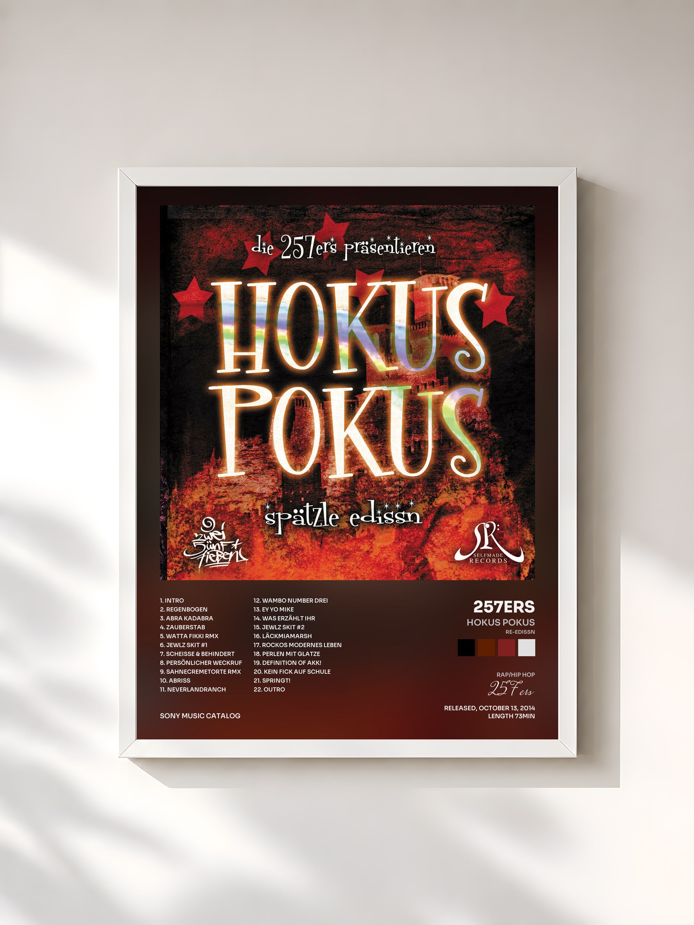 #blanc Tableau de l'album Hokus Pokus (Re-Edissn) de 257ers, cadre blanc, imprimé et encadré en France