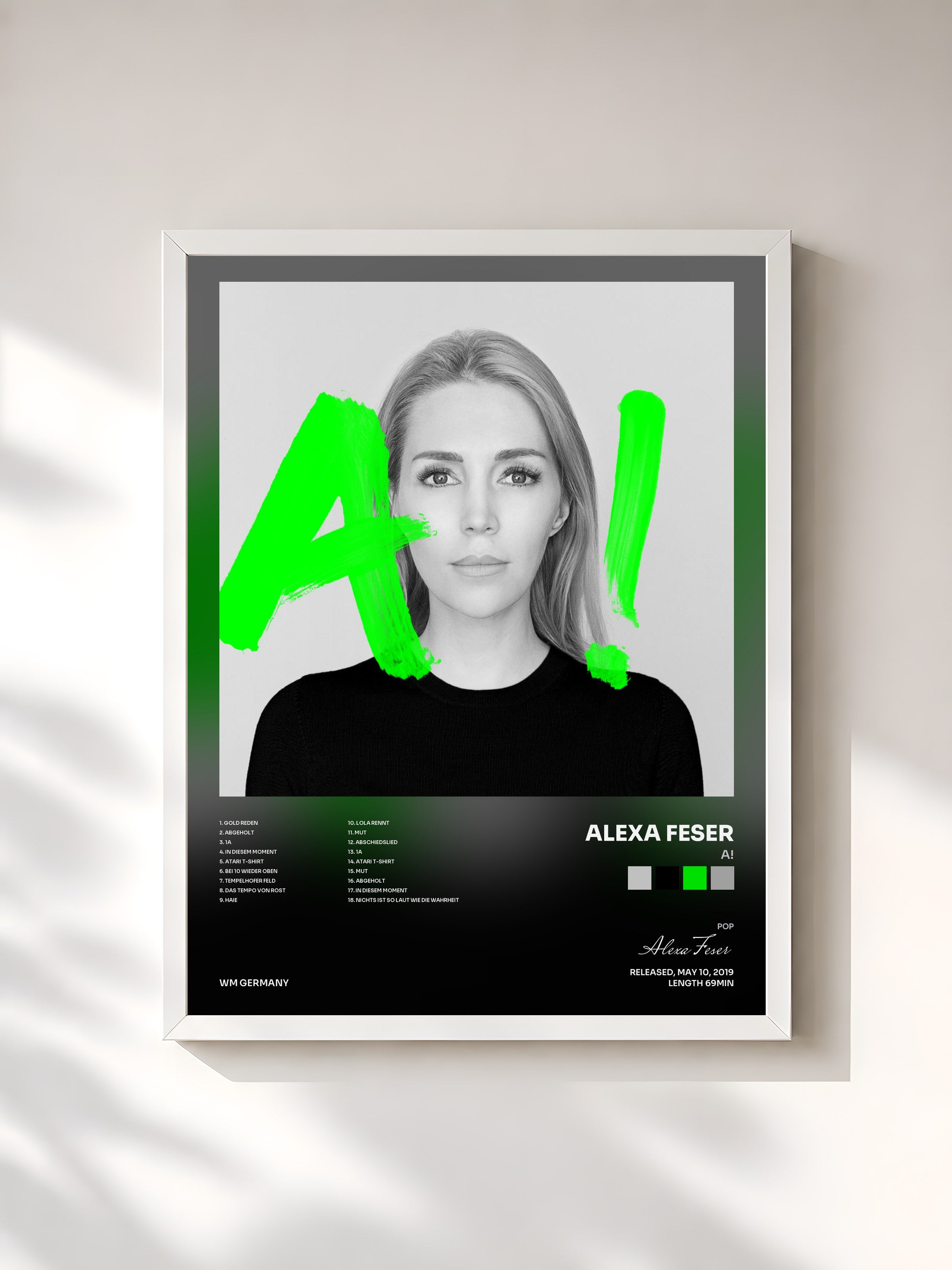 #blanc Tableau de l'album A! de Alexa Feser, cadre blanc, imprimé et encadré en France