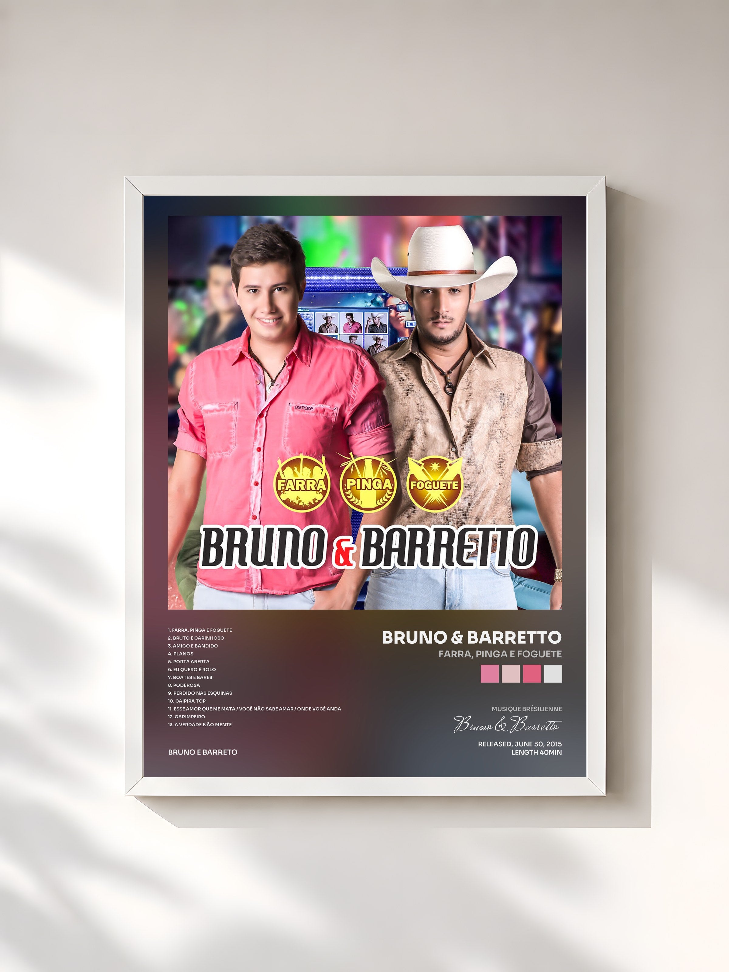#blanc Tableau de l'album Farra, Pinga e Foguete de Bruno & Barretto, cadre blanc, imprimé et encadré en France