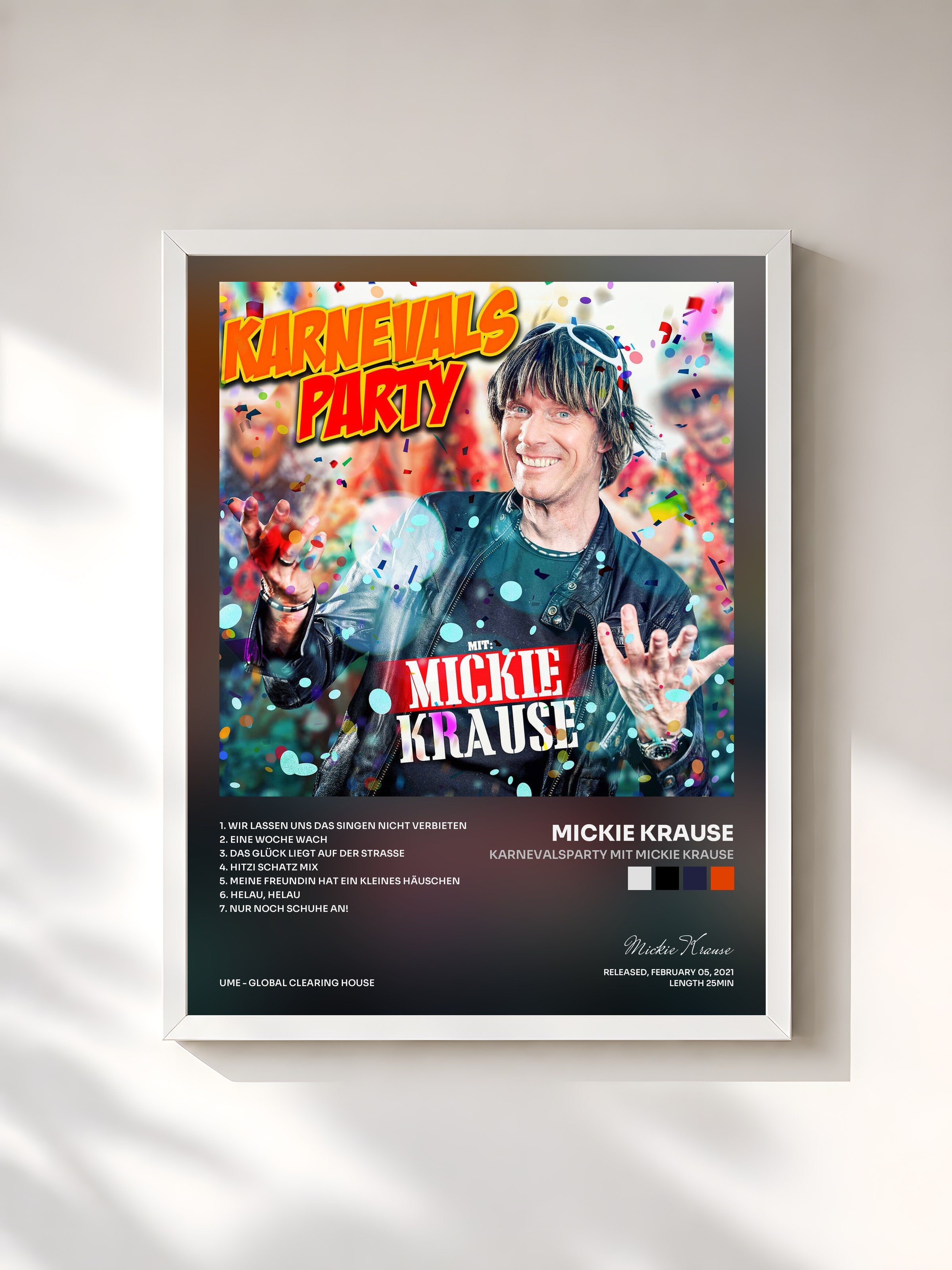 #blanc Tableau de l'album Karnevalsparty mit Mickie Krause de Mickie Krause, cadre blanc, imprimé et encadré en France