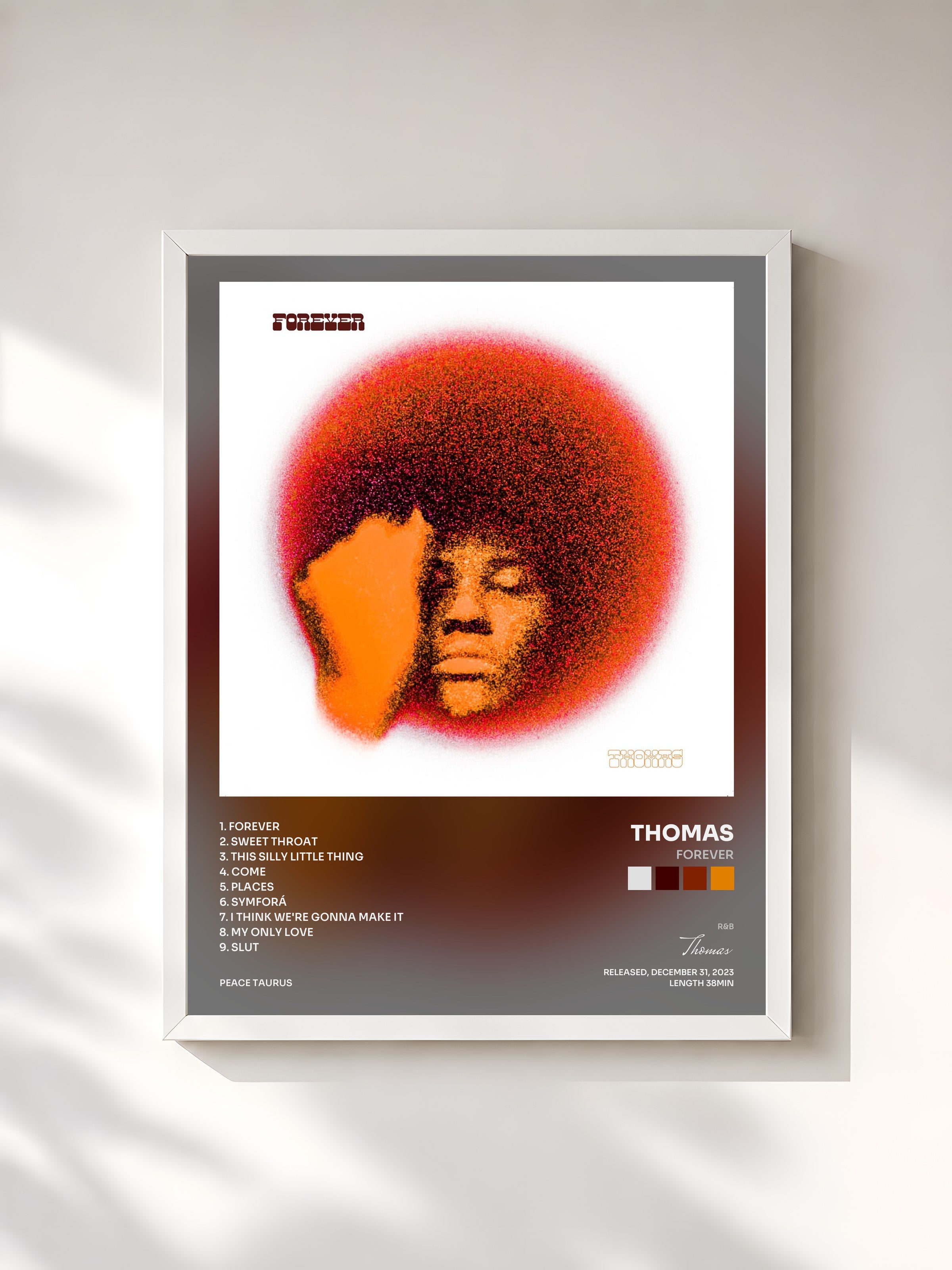 #blanc Tableau de l'album Forever de Thomas, cadre blanc, imprimé et encadré en France