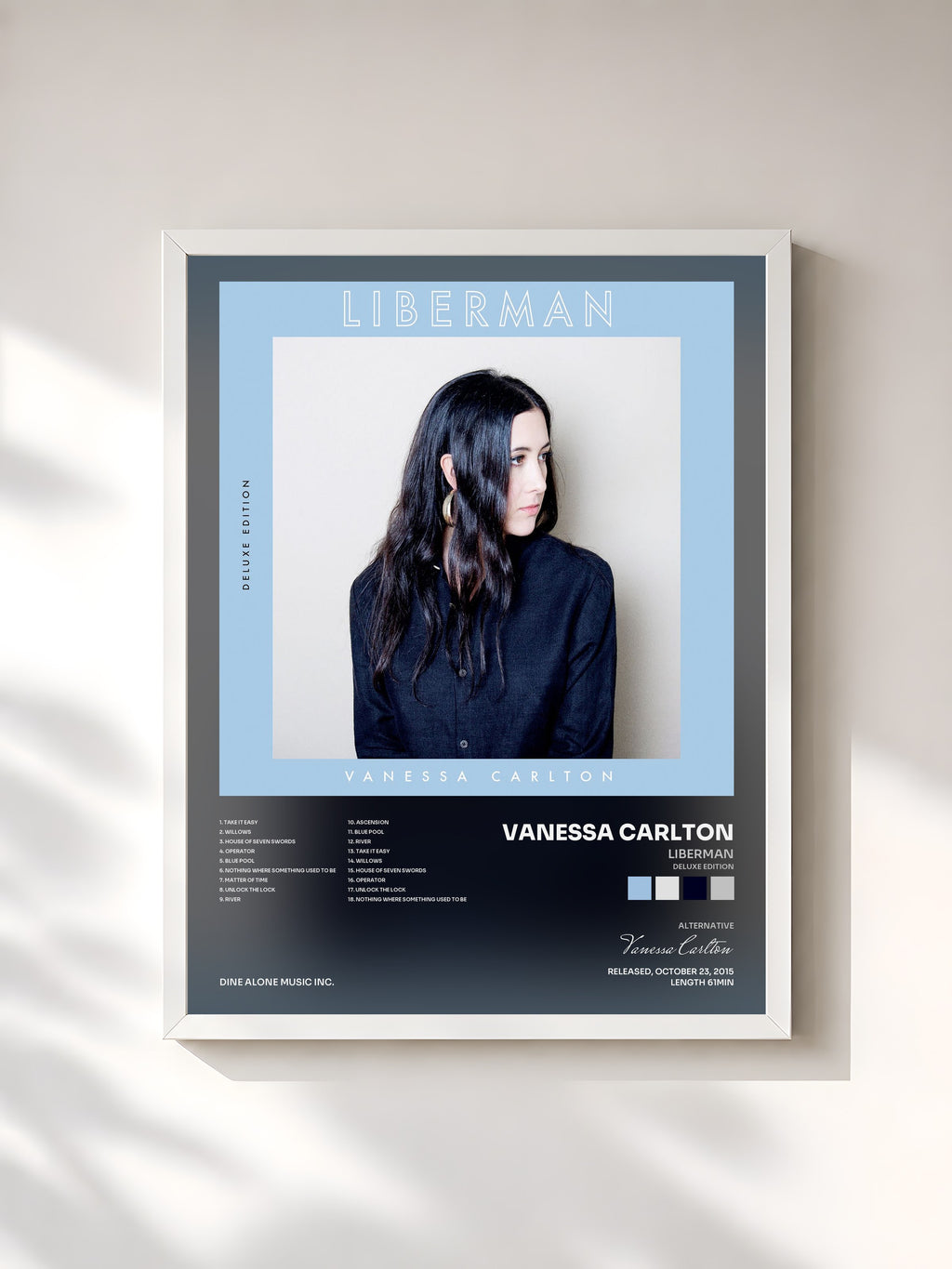 #blanc Tableau de l'album Liberman (Deluxe Edition) de Vanessa Carlton, cadre blanc, imprimé et encadré en France